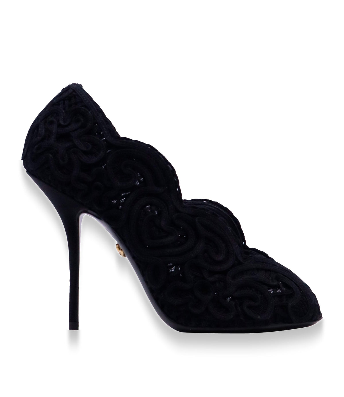Dolce & Gabbana High Heels Größe 36 in Schwarz mit Ornamentstickerei und Stiletto-Absatz