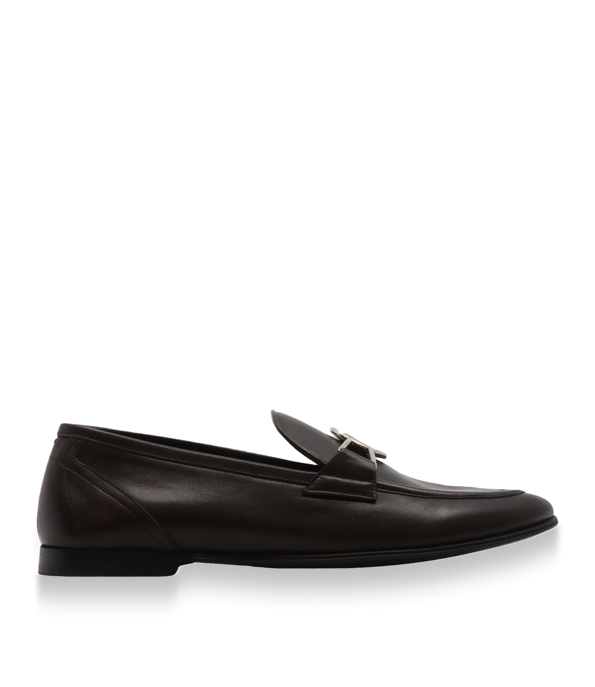 Dolce & Gabbana Herren-Loafer aus dunkelbraunem Leder mit Schnalle Größe 44
