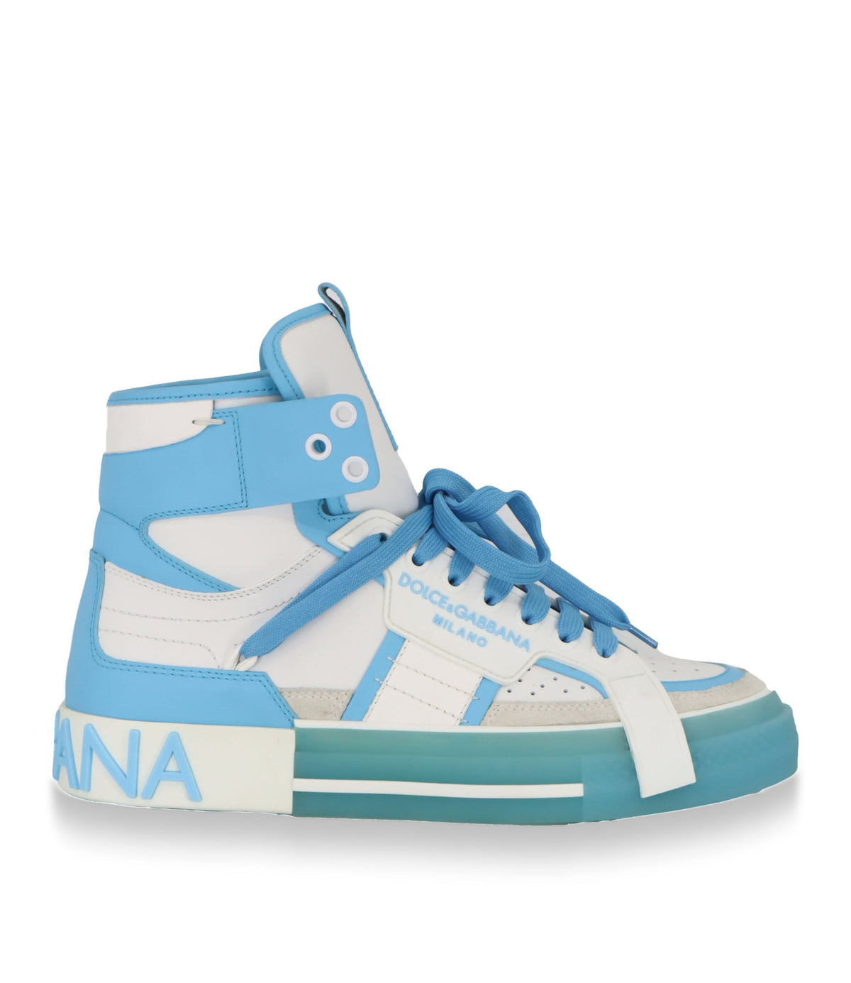 Dolce & Gabbana High Top Sneaker weiß hellblau Größe 39 Luxus Damenschuhe