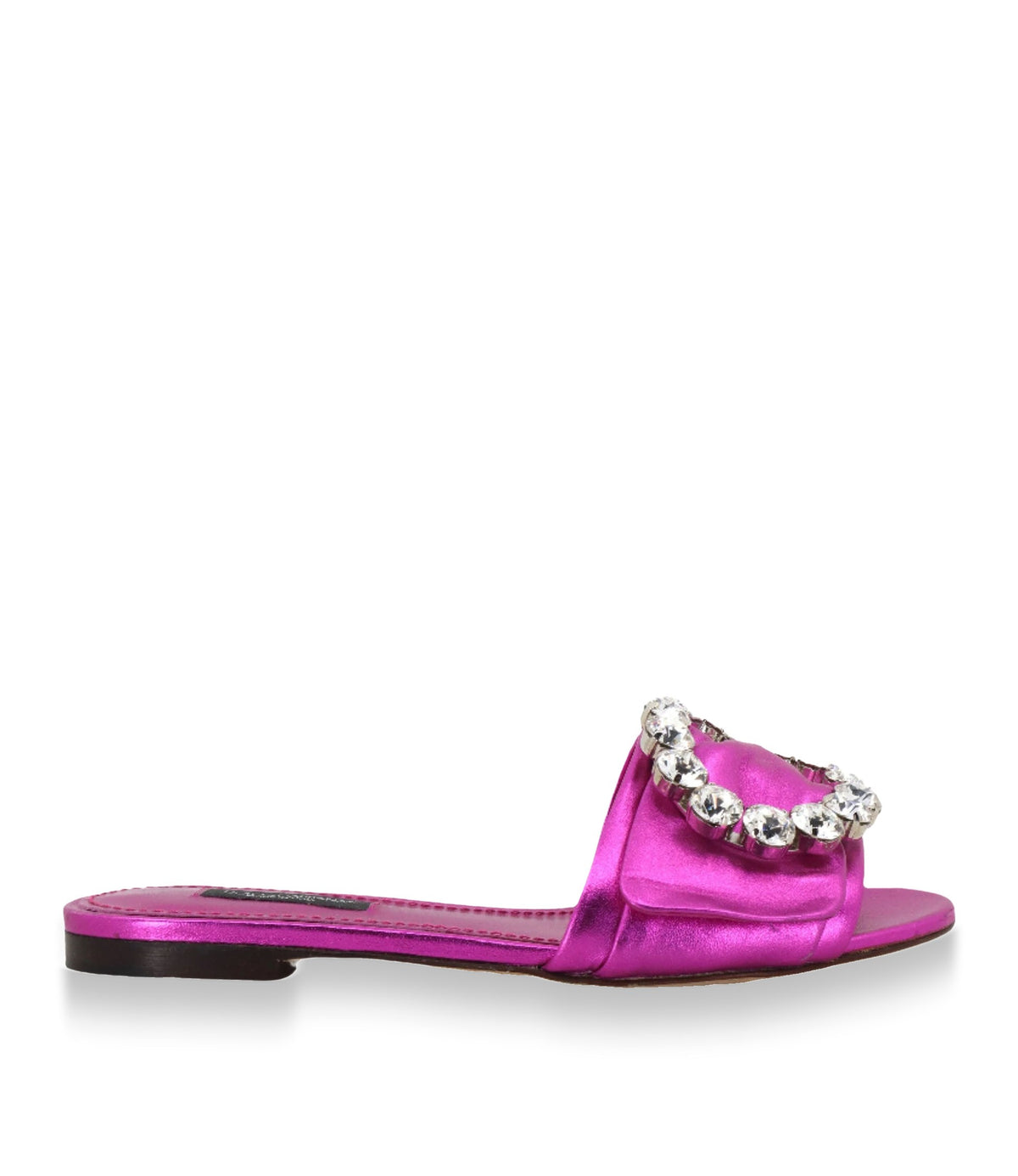 Pinke Dolce & Gabbana Sandalen mit Satin-Finish und Kristallverzierung