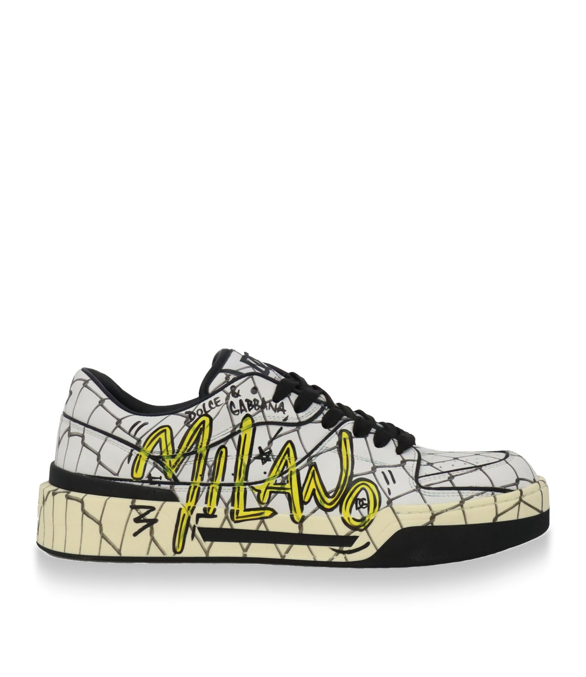 Dolce & Gabbana Sneaker weiß graffiti gelb Größe 45