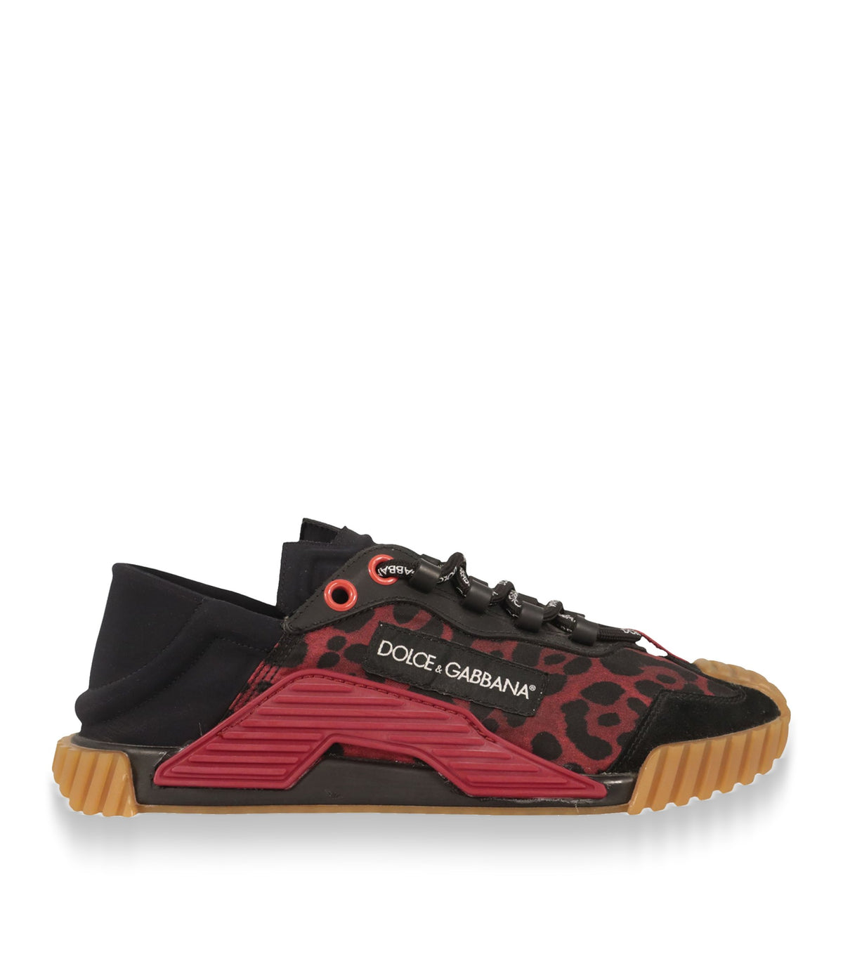 Dolce & Gabbana Sneaker Größe 39 mit rotem Leopardenmuster und Gummisohle aus Italien.