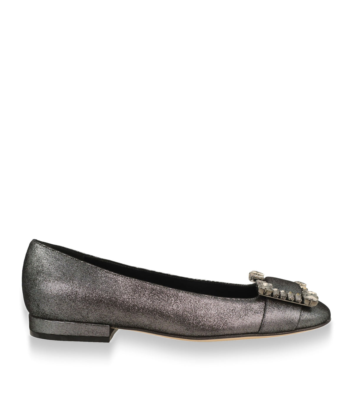 Sergio Rossi Ballerinas Größe 37 in Metallic Anthrazit mit Schmuckapplikation