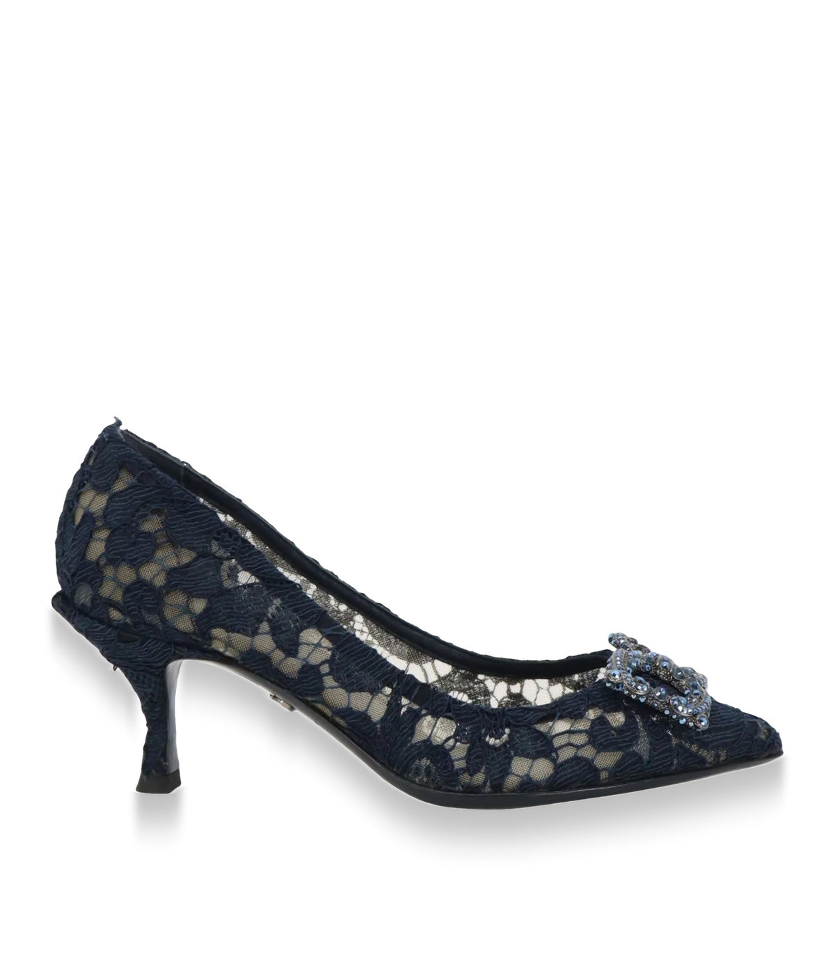 Dolce & Gabbana Pumps aus dunkelblauer Spitze mit Strass Größe 35,5