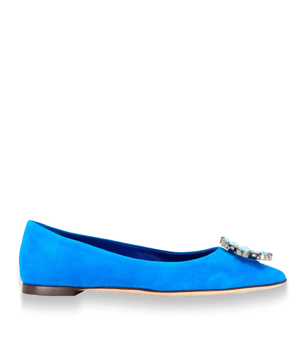 Royalblaue Dolce & Gabbana Ballerinas mit Kristallverzierung aus Veloursleder