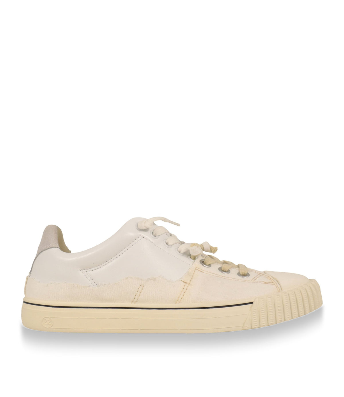 Maison Margiela Sneaker Größe 41 in Creme und Off-White aus Leder und Canvas mit Gummisohle im Designer Sale.
