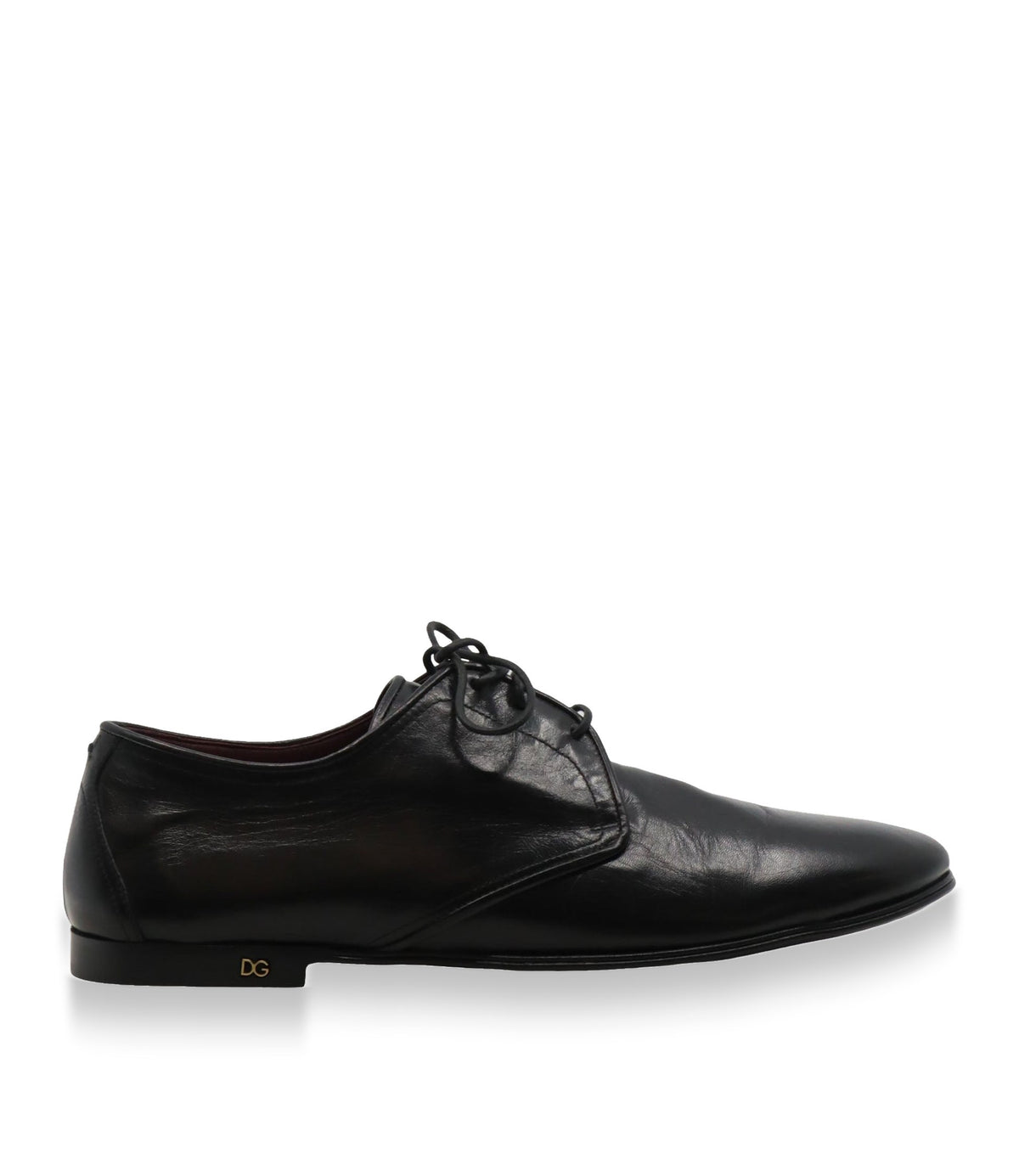 Dolce & Gabbana Herren-Derby aus schwarzem Leder mit DG-Logo Größe 44