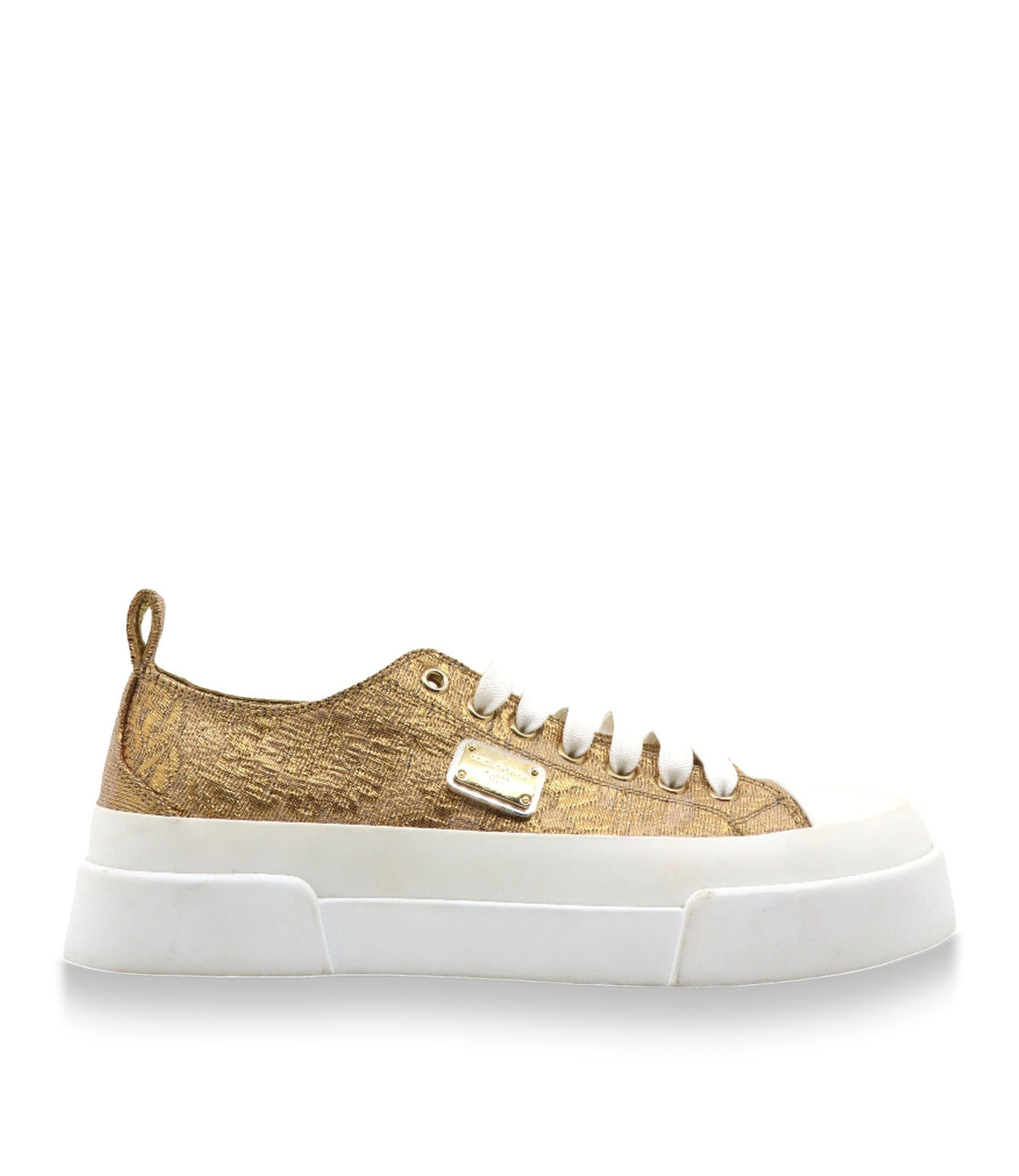 Goldfarbener Dolce & Gabbana Sneaker mit weißer Plateausohle und Metallic-Finish