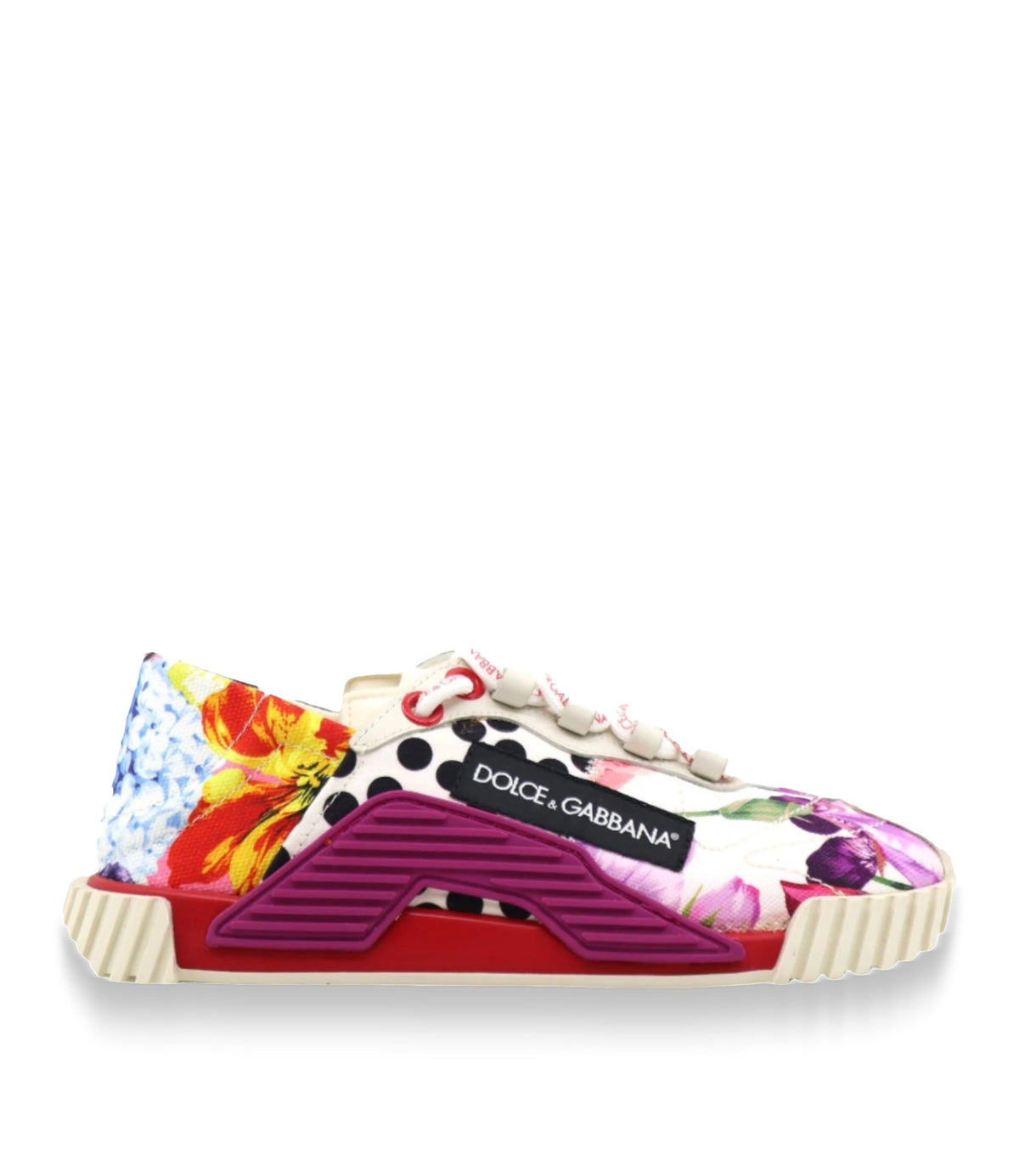 Bunter Dolce & Gabbana Sneaker mit floralen Prints und Punkten Größe 35