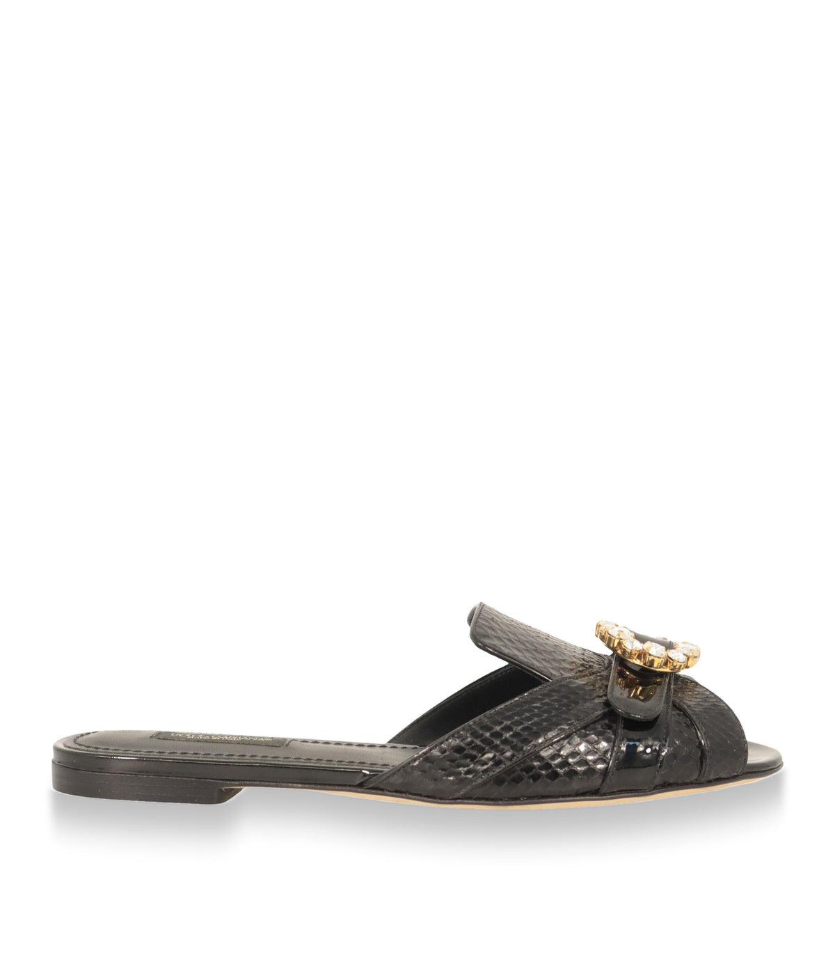 Dolce & Gabbana Sandalen schwarz Leder Größe 36 mit Schmuckdetail