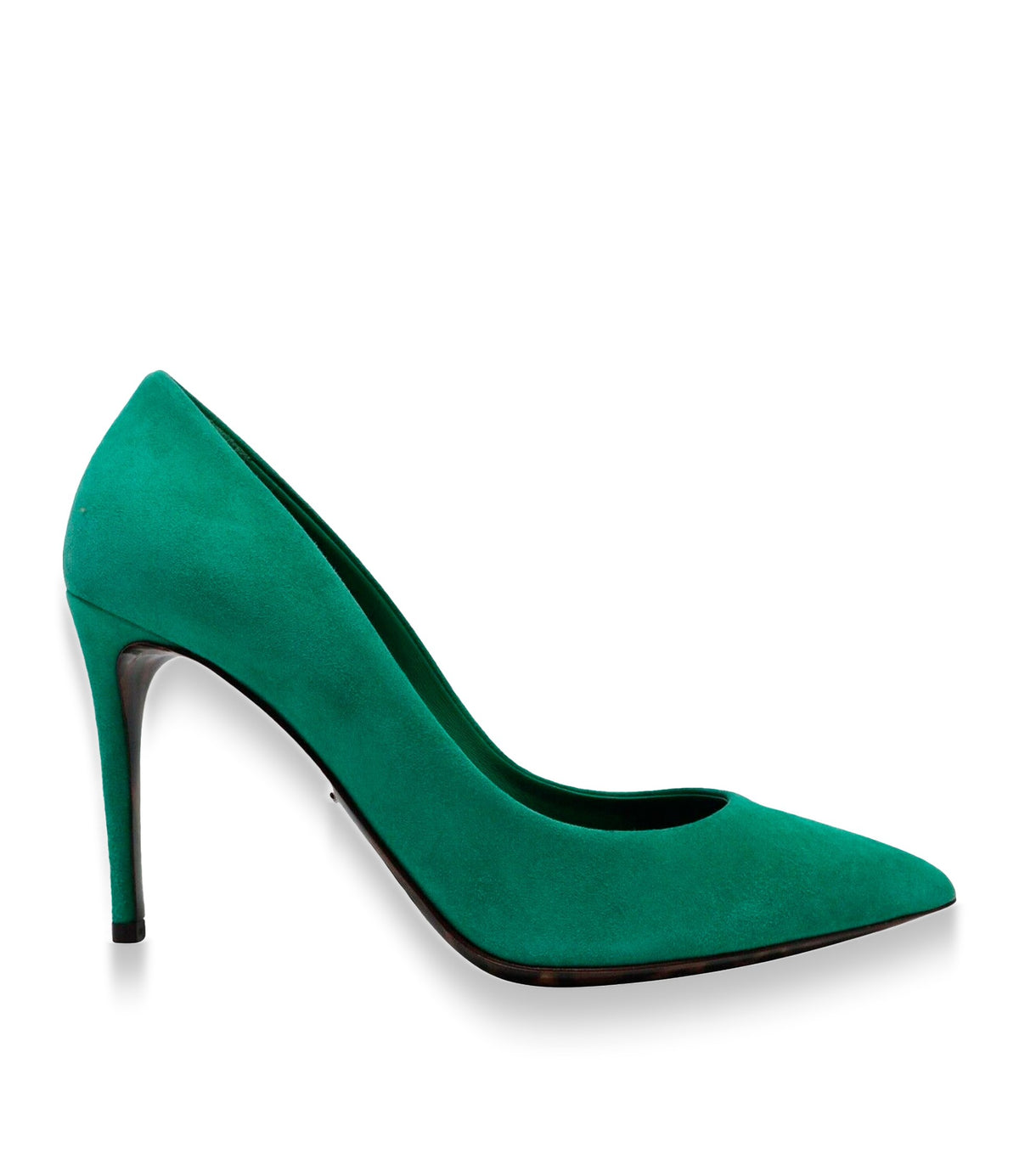 Dolce & Gabbana High Heels Größe 36,5 aus grünem Veloursleder mit spitzer Form und Stiletto-Absatz