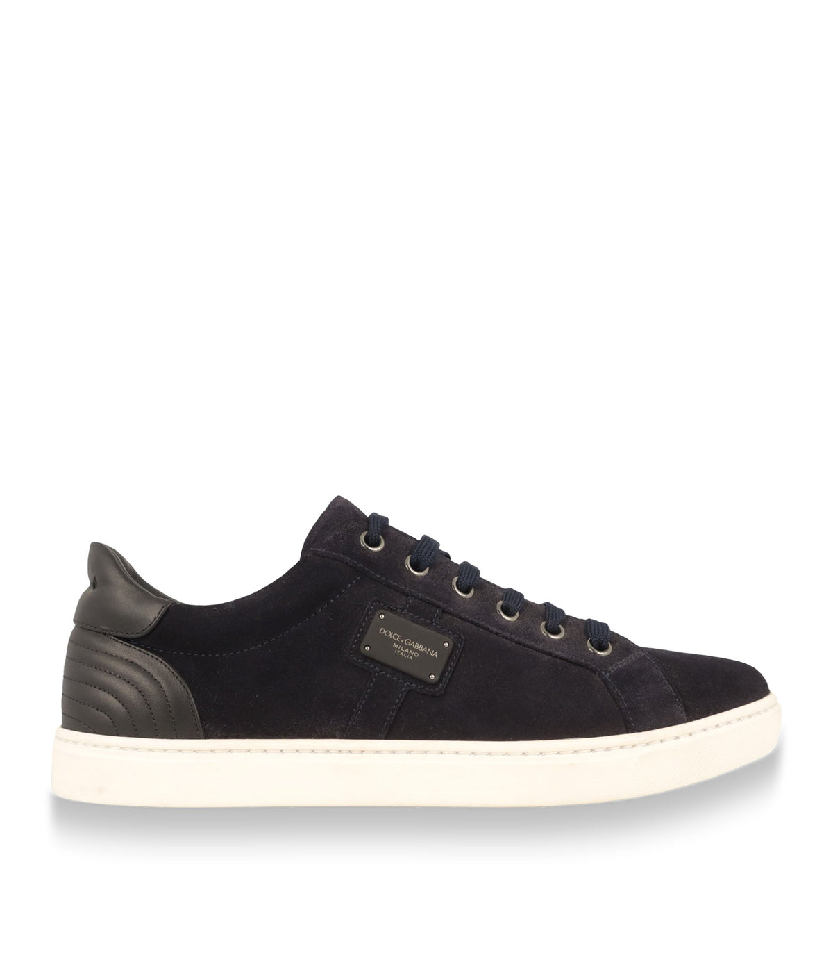 Dolce & Gabbana Sneaker Größe 40 aus dunkelblauem Veloursleder mit heller Gummisohle und Logodetail.