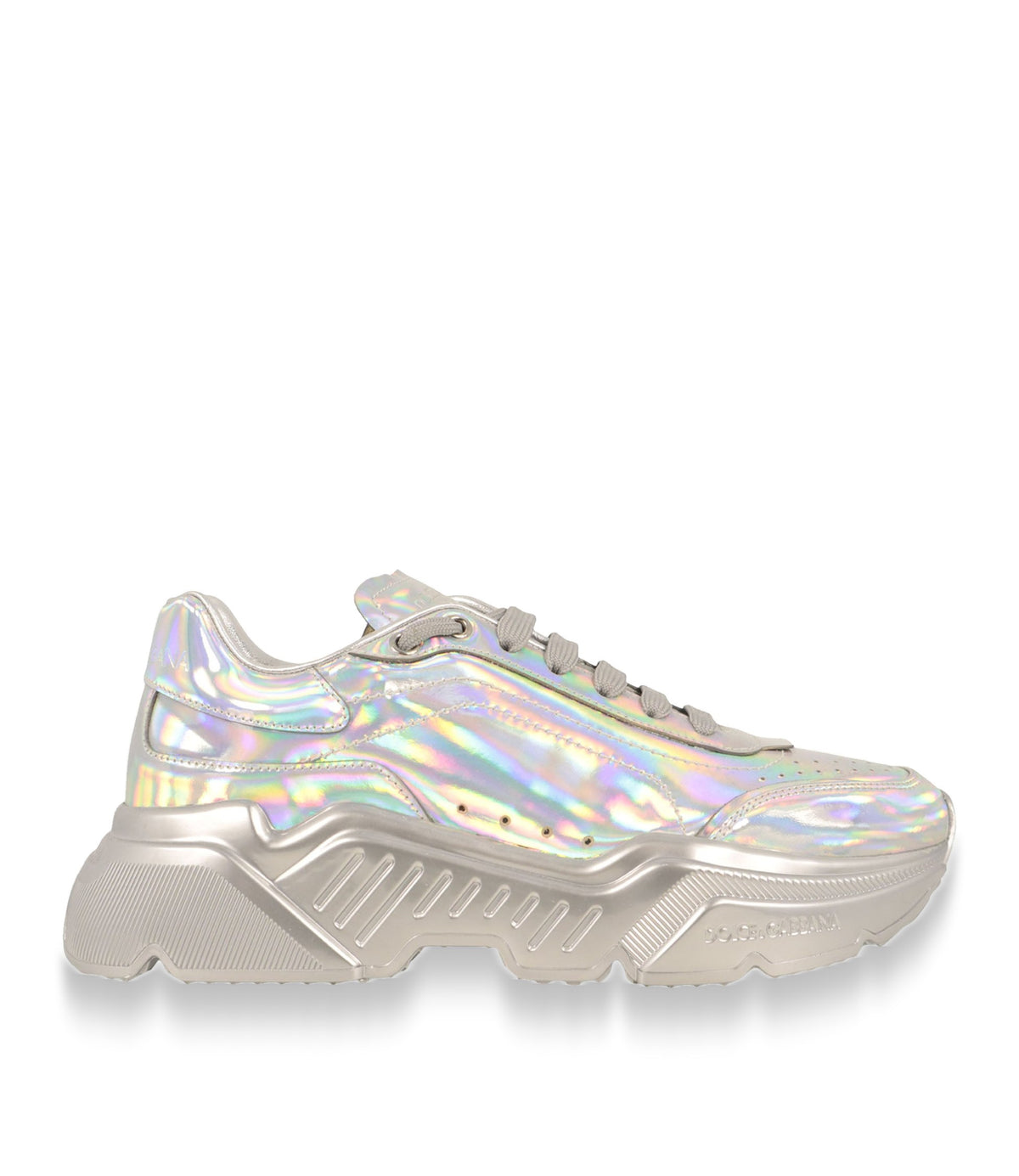 Dolce & Gabbana Sneaker Größe 39 in holografischem Silber mit Chunky-Sohle und luxuriösem Designer-Look.