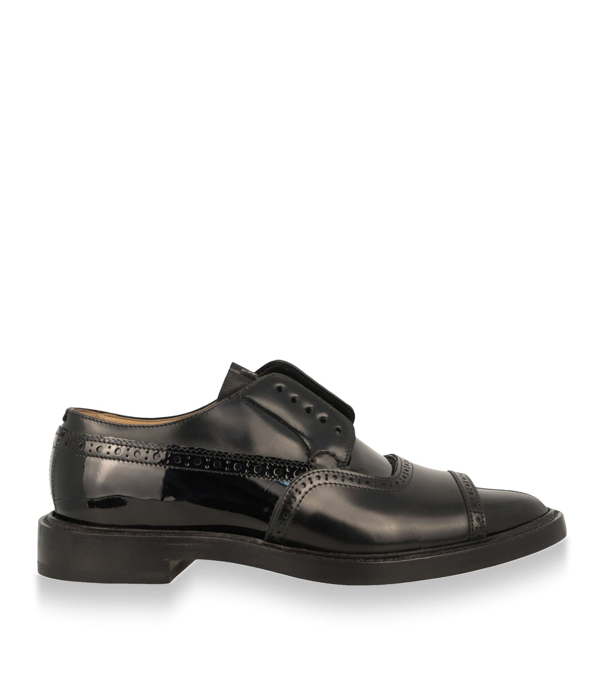 Maison Margiela Derby Tabi Schuhe aus schwarzem Glattleder Größe 38