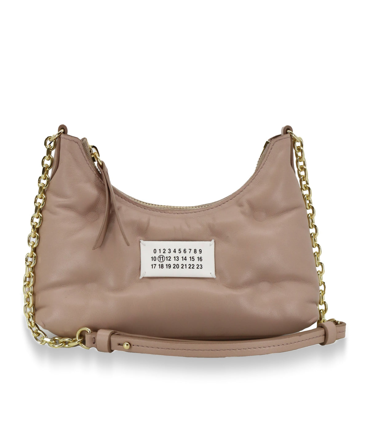 Maison Margiela Handtasche Nude aus Leder mit goldener Kette und Zahlenlabel