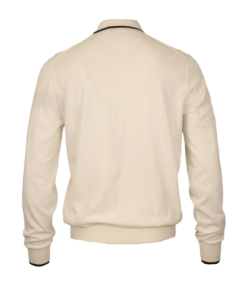 Langarm Poloshirt in Cremeweiß von Dolce & Gabbana mit DG-Logo, Größe M