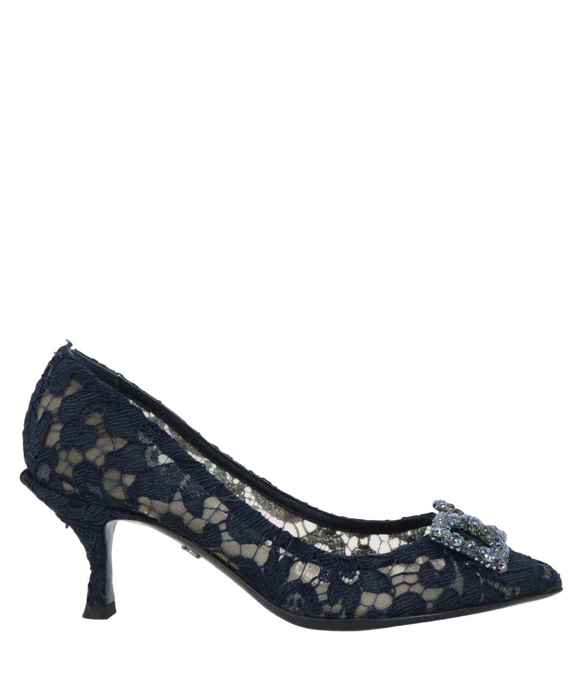 Dolce & Gabbana Pumps aus dunkelblauer Spitze mit Strass Größe 35,5