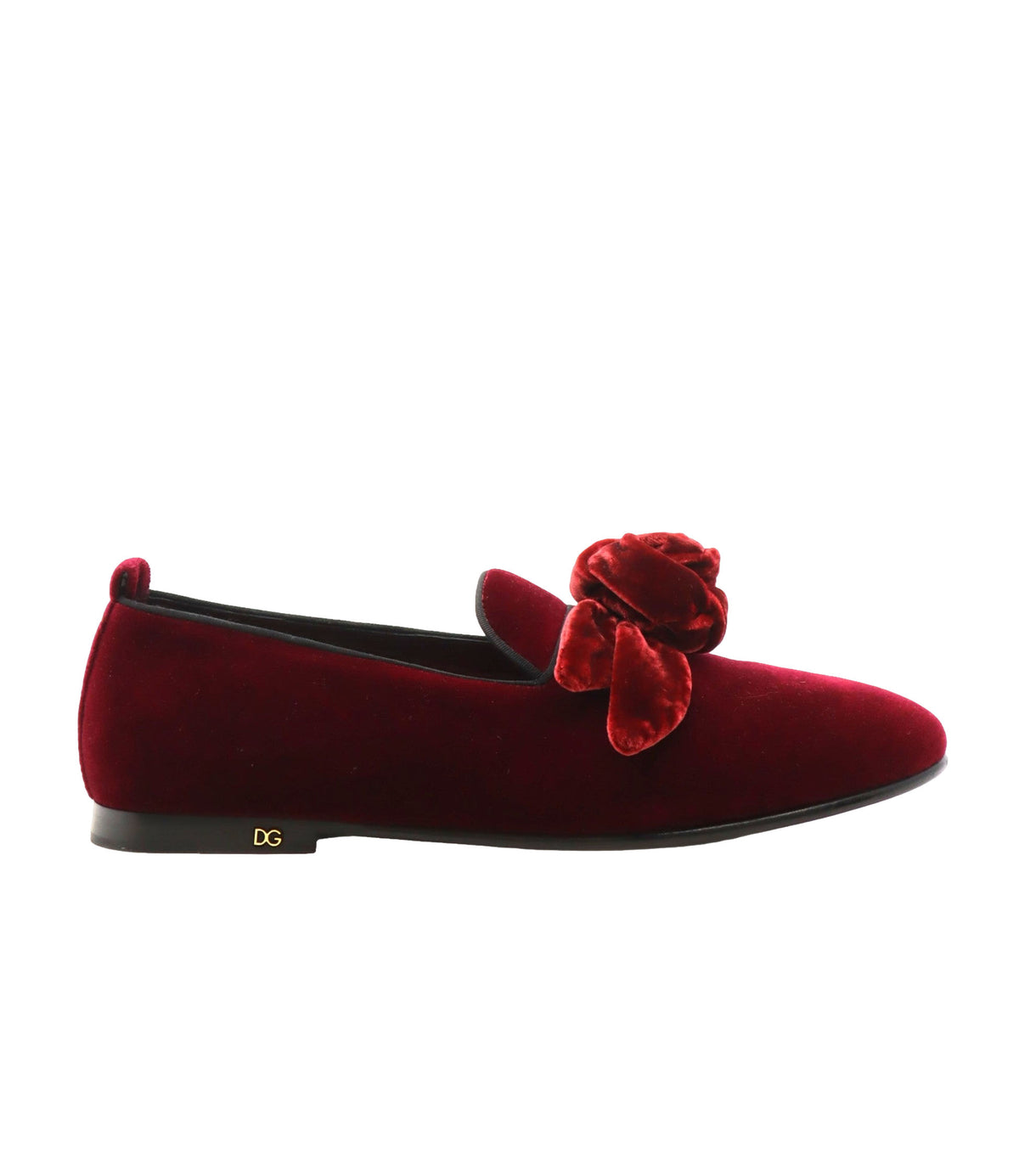 Dolce & Gabbana Herren-Loafer aus bordeauxrotem Samt mit Schleife Größe 44