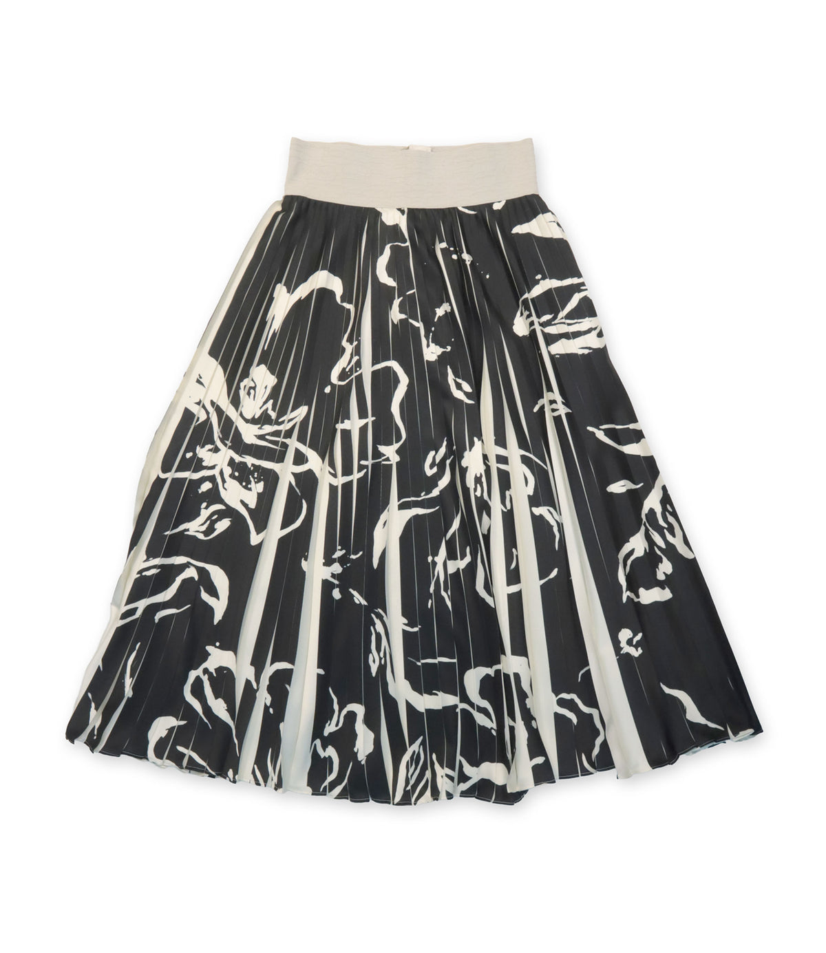  Agnona Rock schwarz creme plissiert Größe IT40 elegant Damenrock