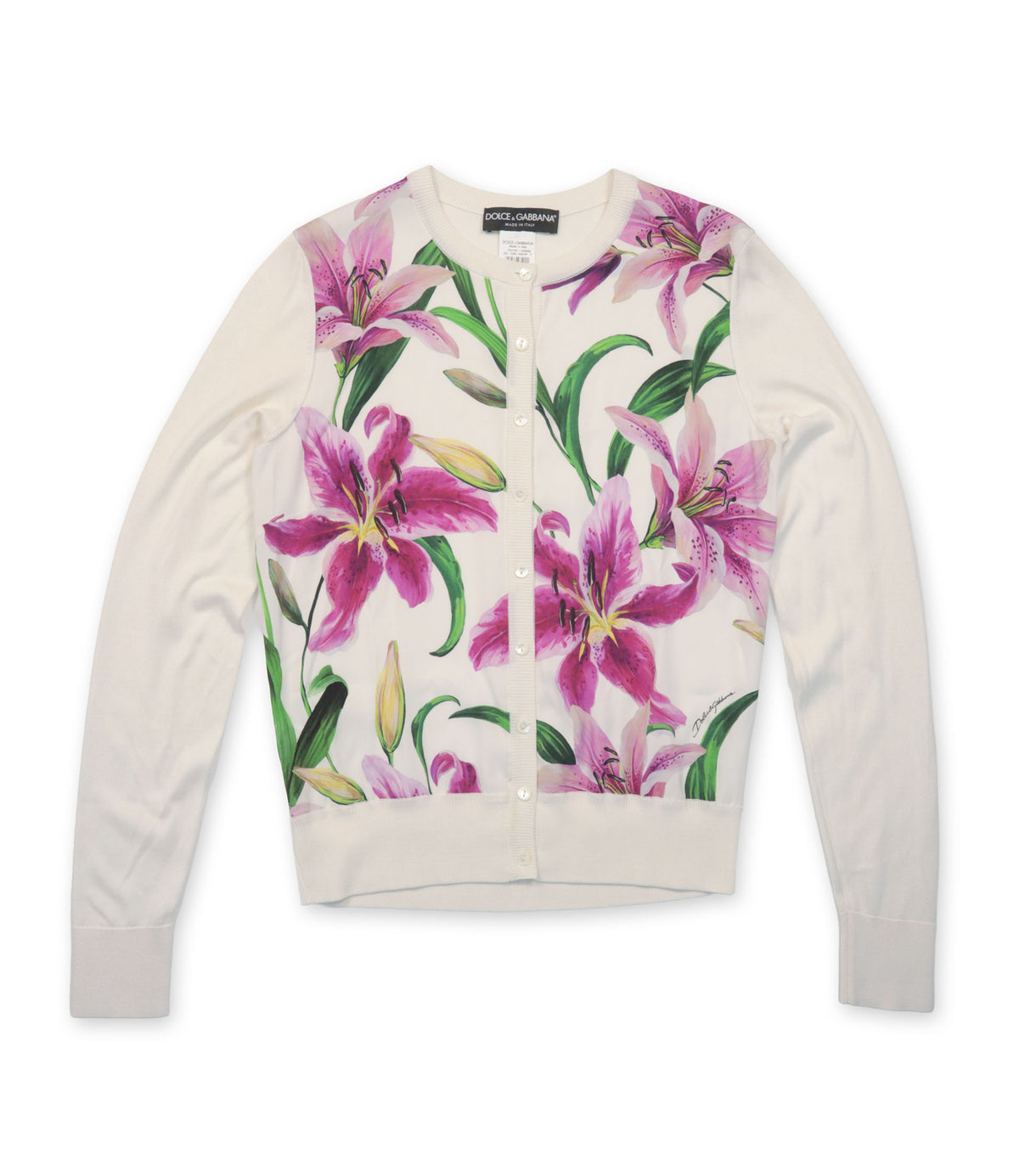 Dolce & Gabbana Strickjacke Seide floral creme IT40 Sale