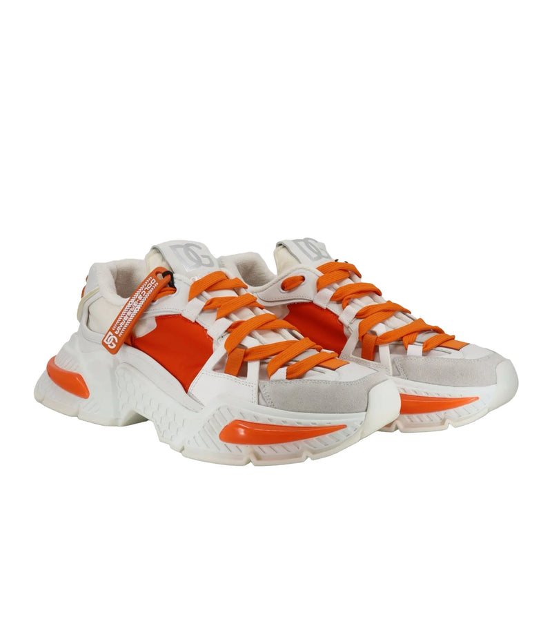 Dolce & Gabbana Sneaker in Weiß-Orange mit dicker Sohle und auffälligem Design
