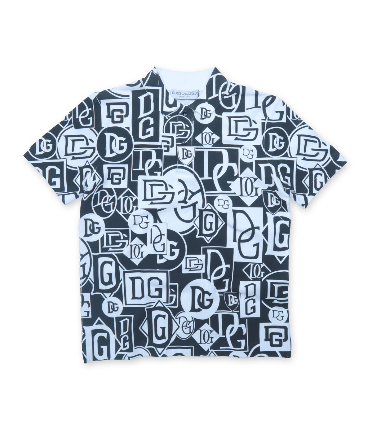 Dolce & Gabbana Poloshirt schwarz weiß DG Print IT 44 Herren