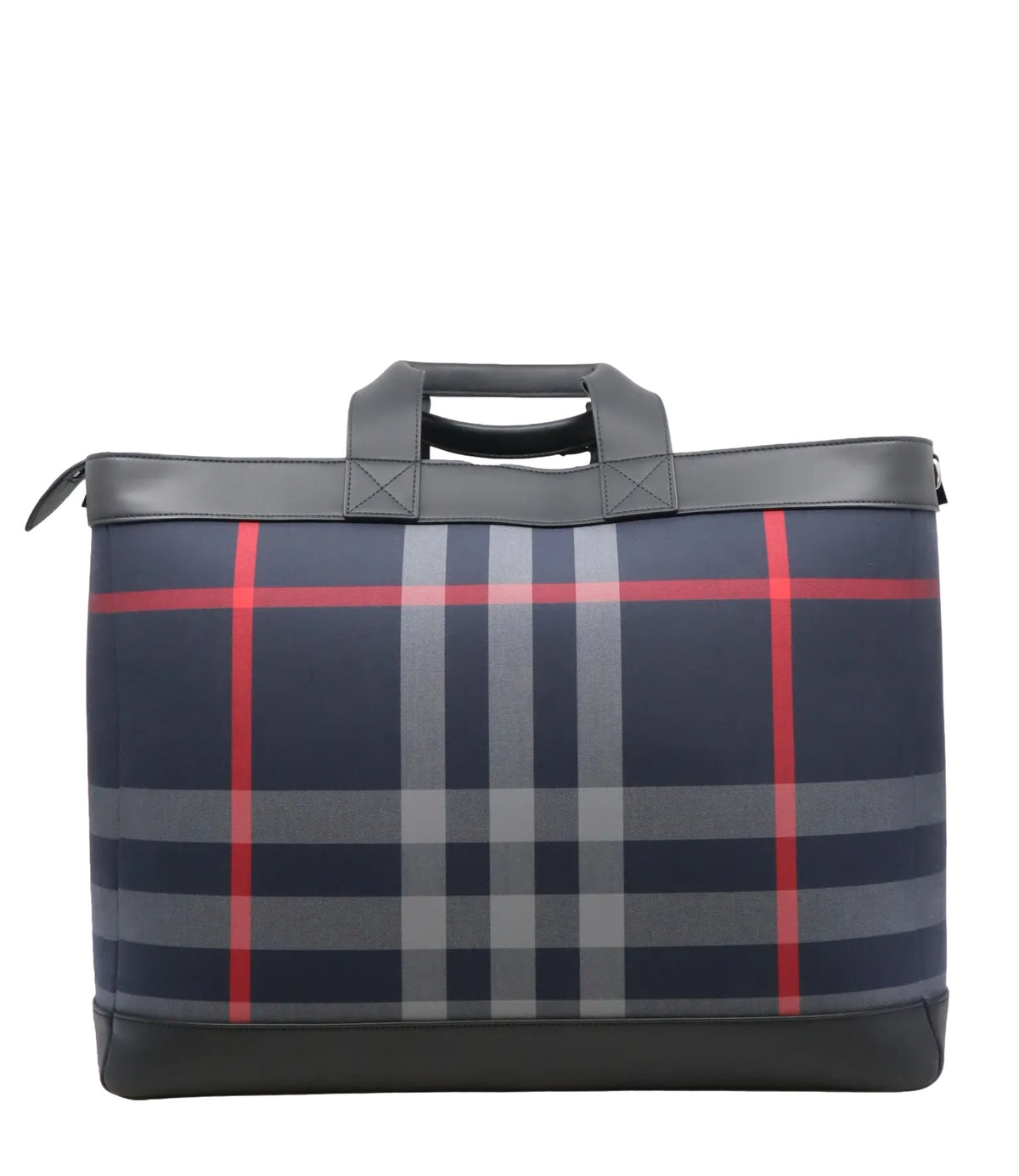 Burberry Reisetasche mit navy-rotem Check-Muster und Lederdetails