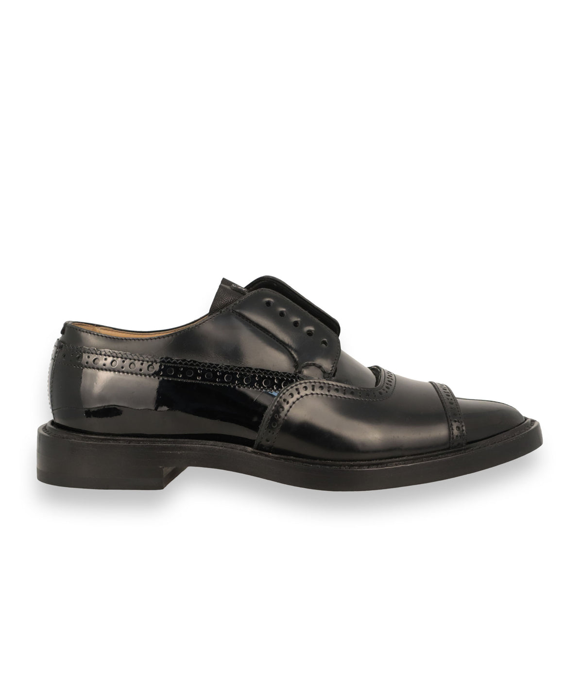 Maison Margiela Derby Tabi Schuhe aus schwarzem Glattleder Größe 38