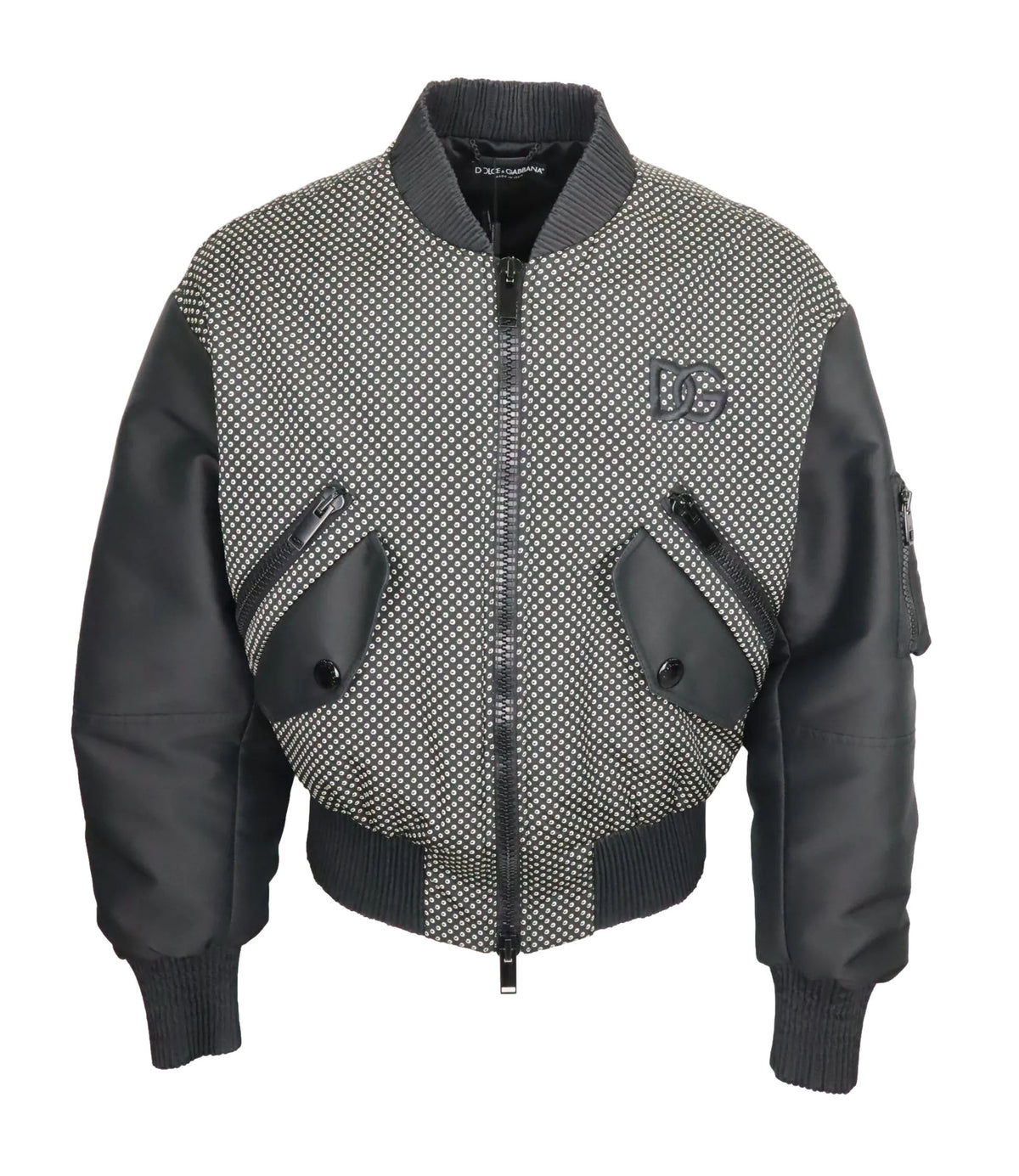 Dolce & Gabbana Bomberjacke in Schwarz mit Muster und Logo, Größe L