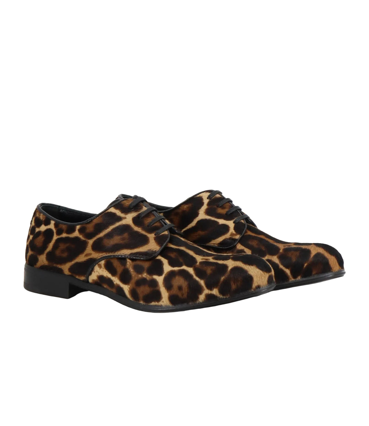Dolce & Gabbana Schnürschuhe mit Leo-Print aus Ponyfell in Größe 36