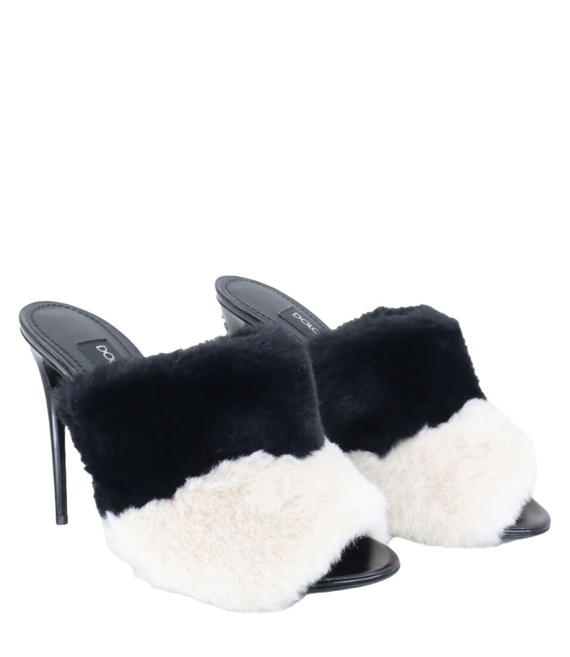 Dolce & Gabbana High Heels mit zweifarbigem Echtfell und Stilettoabsatz Größe 37