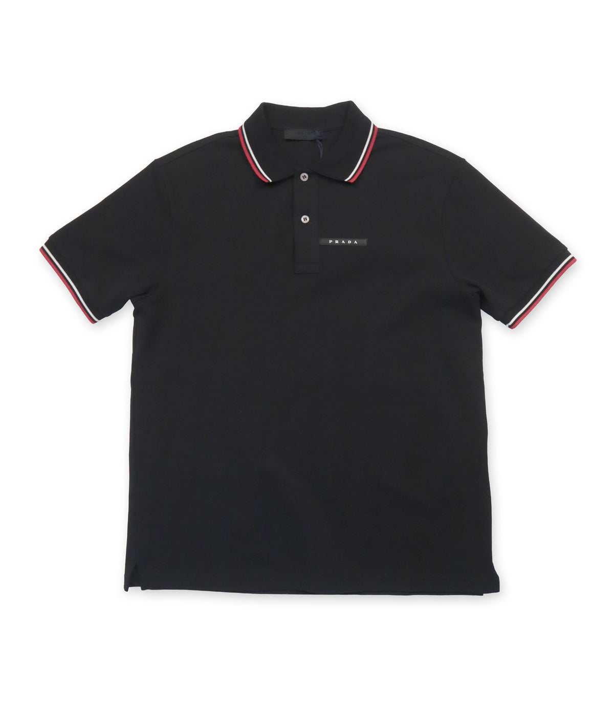 Prada Poloshirt schwarz Größe L mit Logo und Kontrastdetails