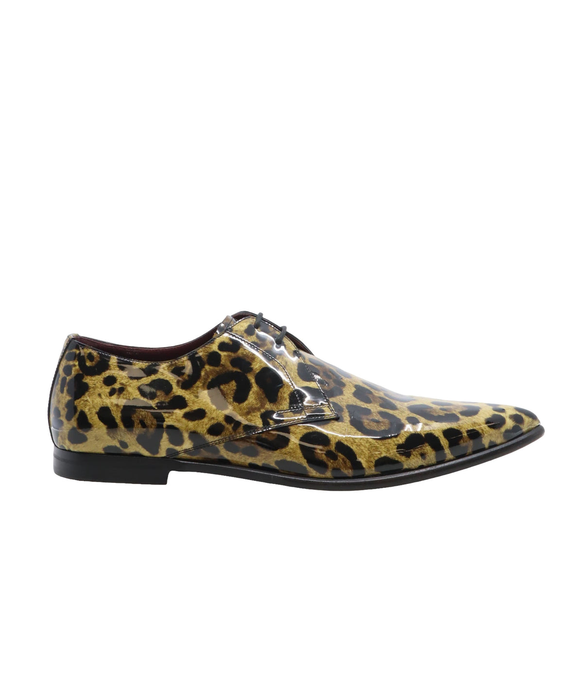 Dolce & Gabbana Herren-Derby glänzend mit Leopardenmuster Größe 44