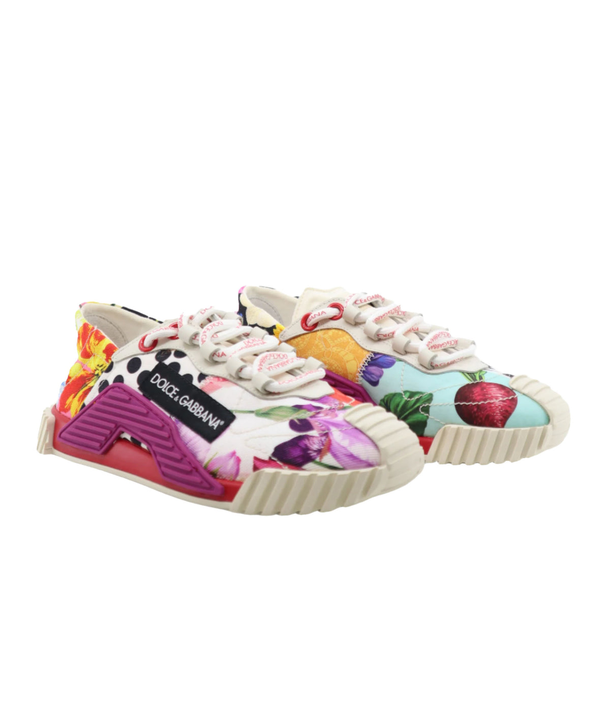 Bunter Dolce & Gabbana Sneaker mit floralen Prints und Punkten Größe 35