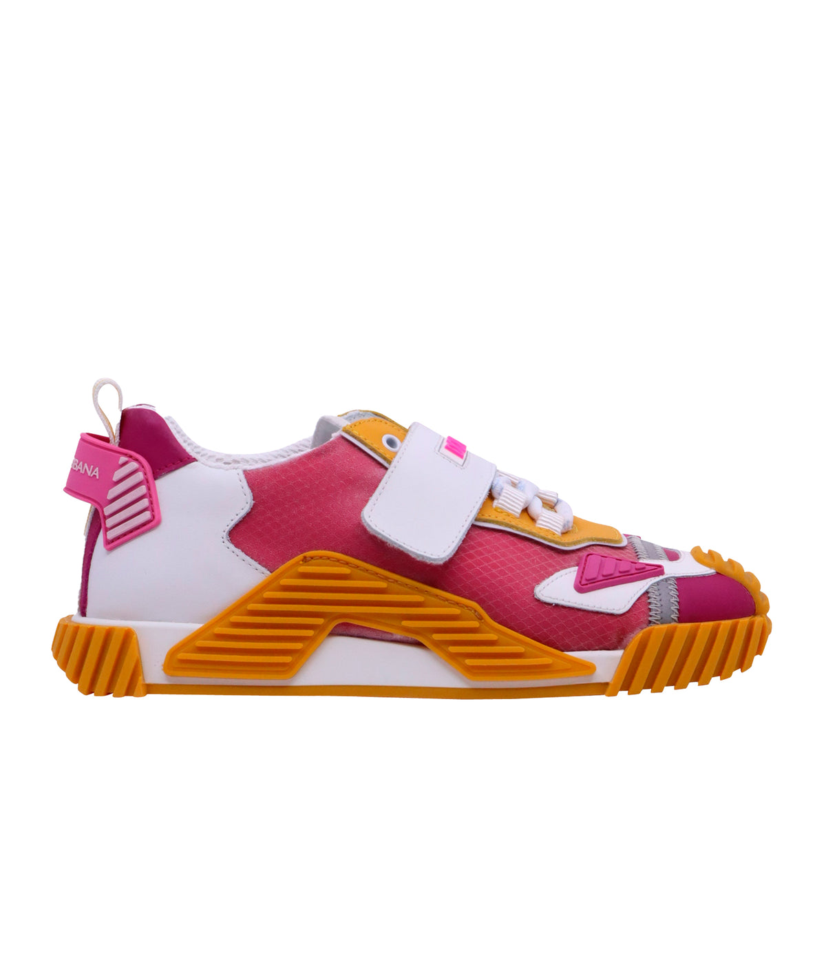 Bunte Dolce & Gabbana Sneaker Größe 33 in Pink, Orange und Weiß mit Klettverschluss und Gummisohle