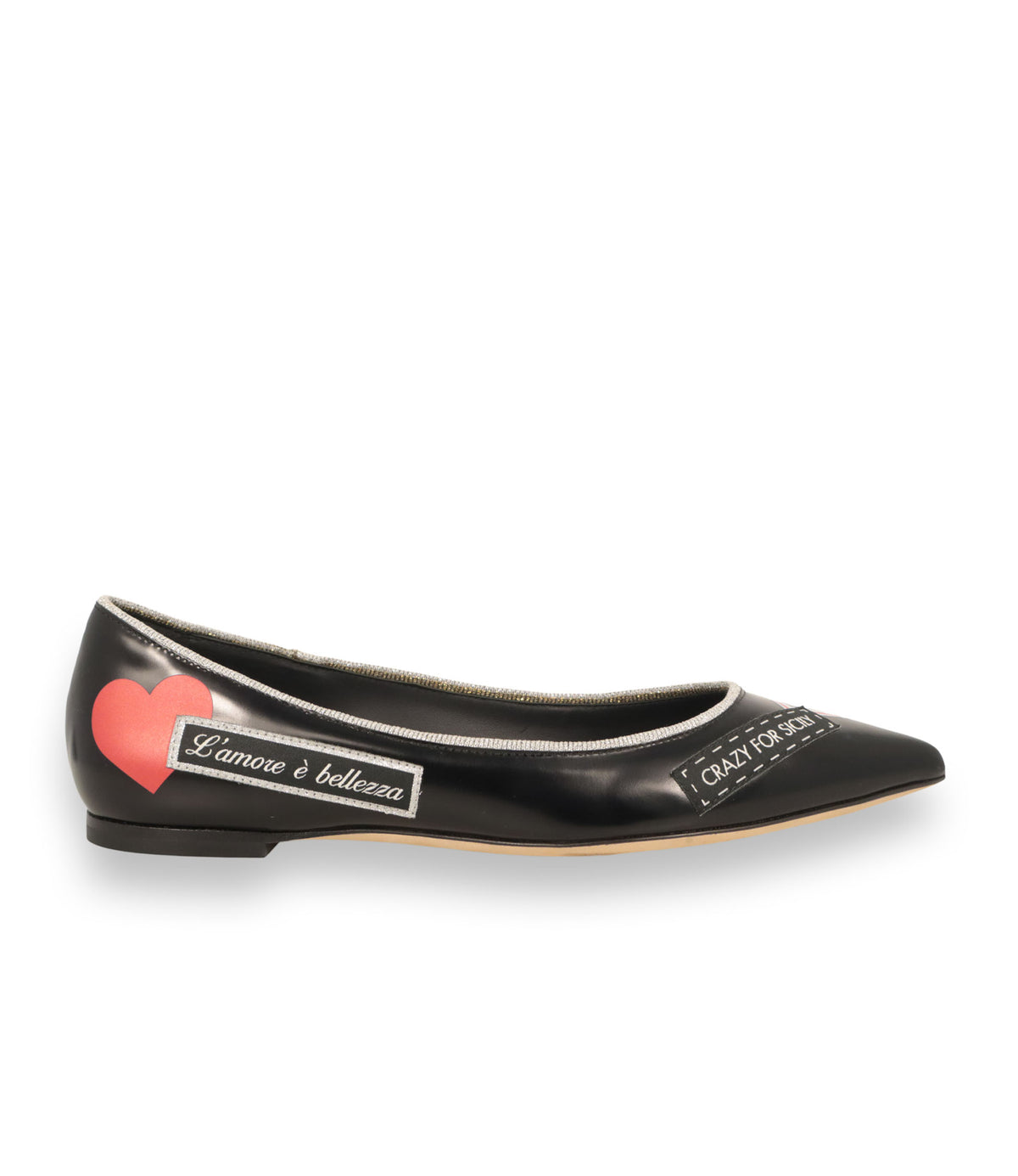 Dolce & Gabbana Ballerinas schwarz Leder Herz Größe 36