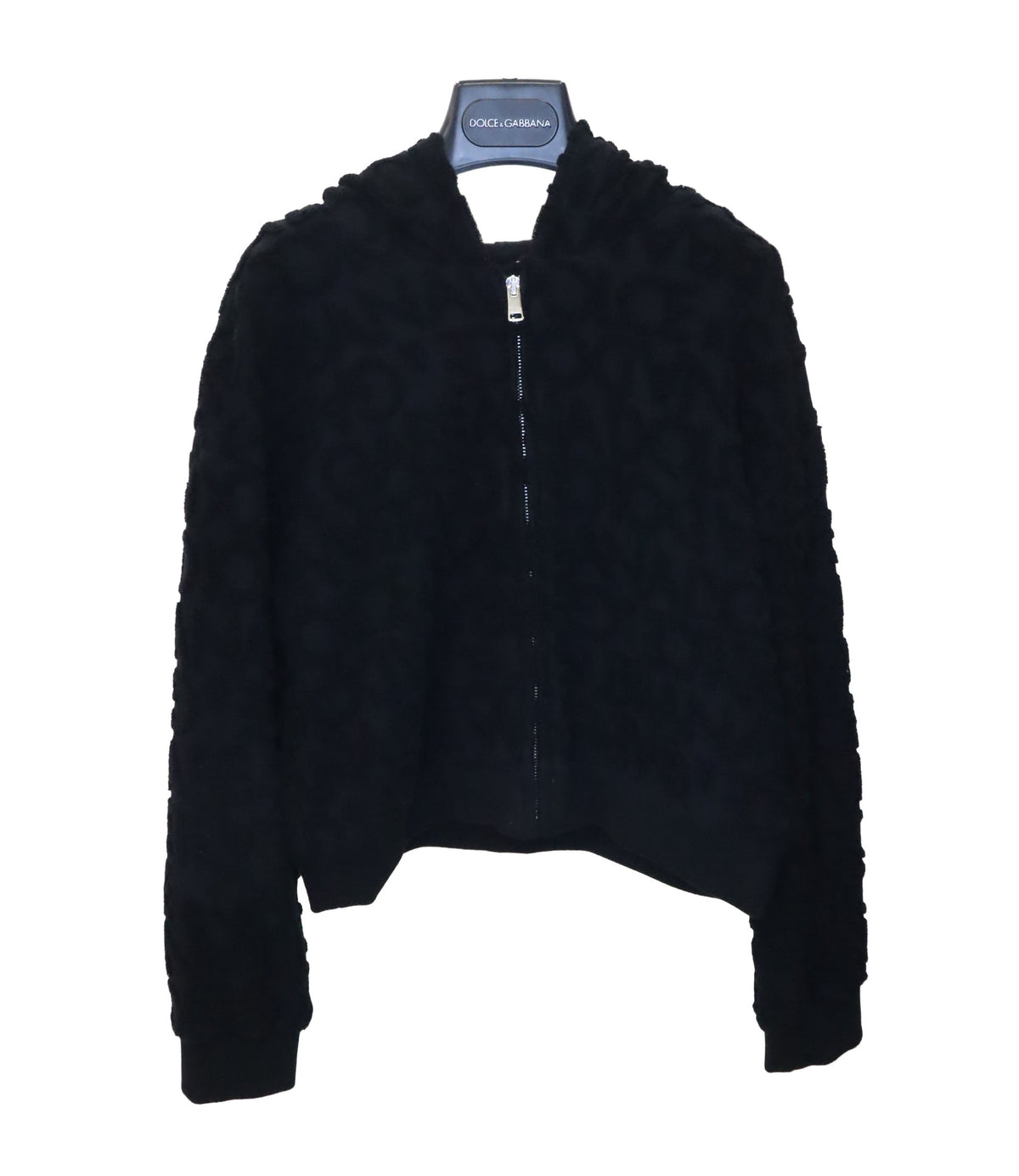 Dolce & Gabbana Damen Fleecejacke schwarz mit Logo-Struktur in Größe 6