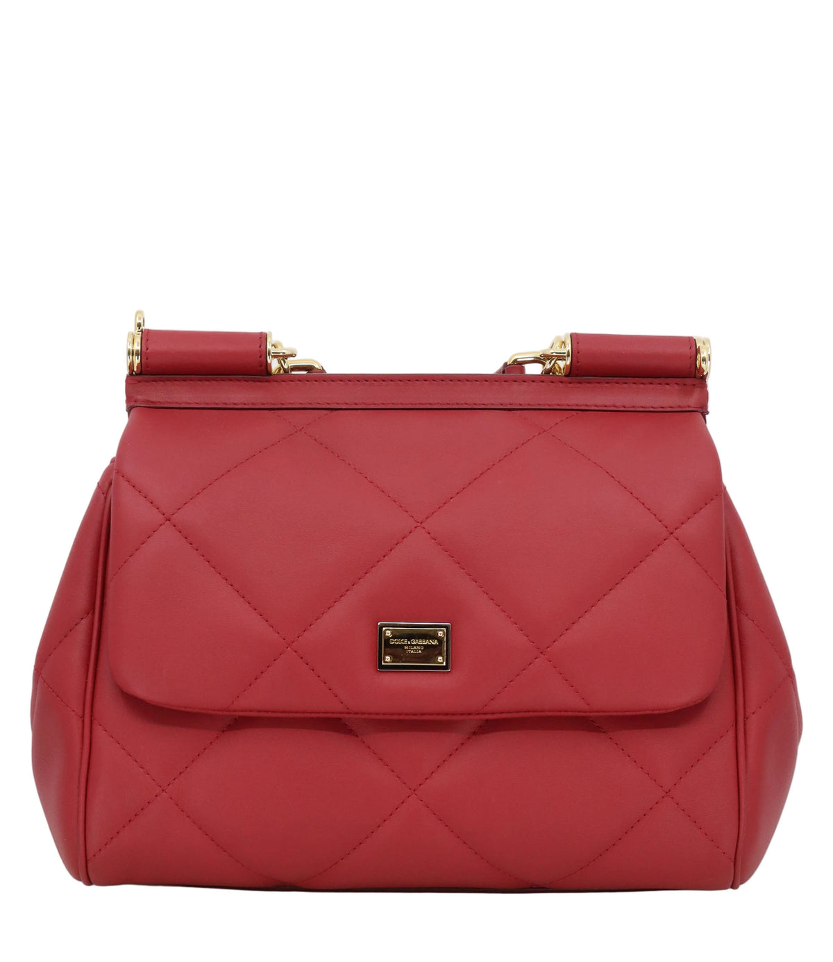 Dolce & Gabbana Handtasche rot gesteppt aus Leder mit Logo-Plakette