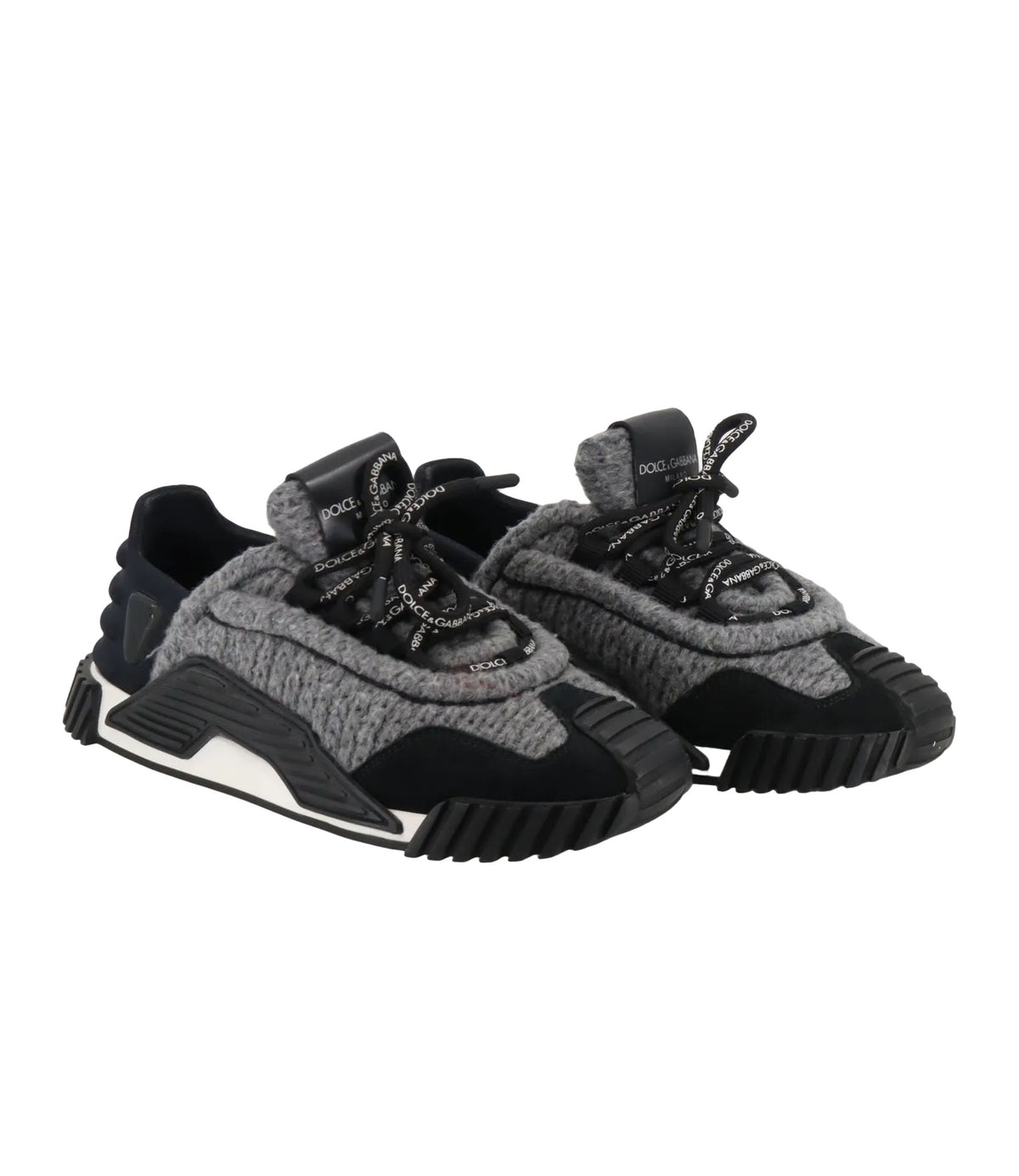 Dolce & Gabbana Sneaker grau schwarz Damen Größe 36 mit Strickstruktur
