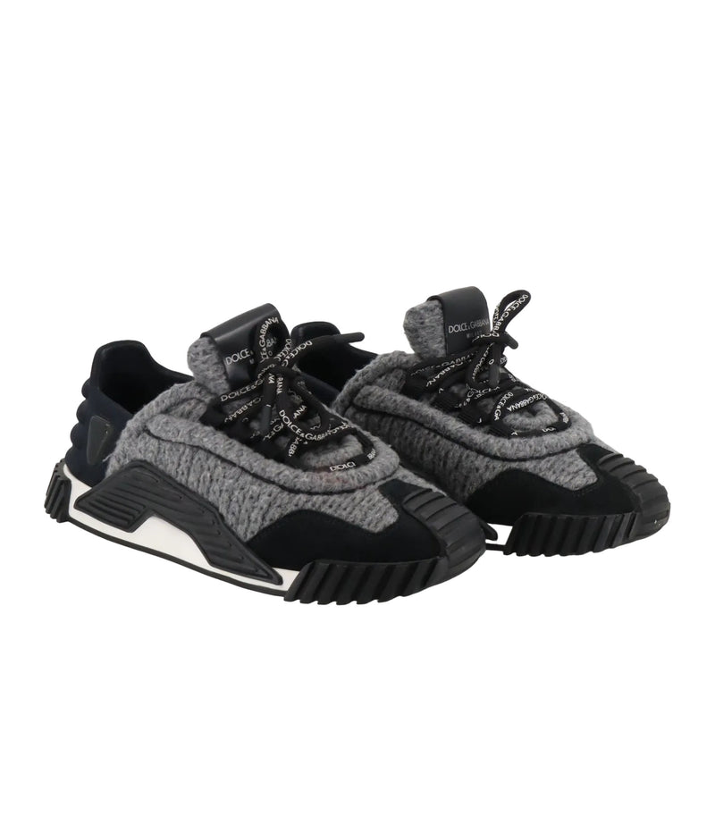 Dolce & Gabbana Sneaker grau schwarz Damen Größe 36 mit Strickstruktur