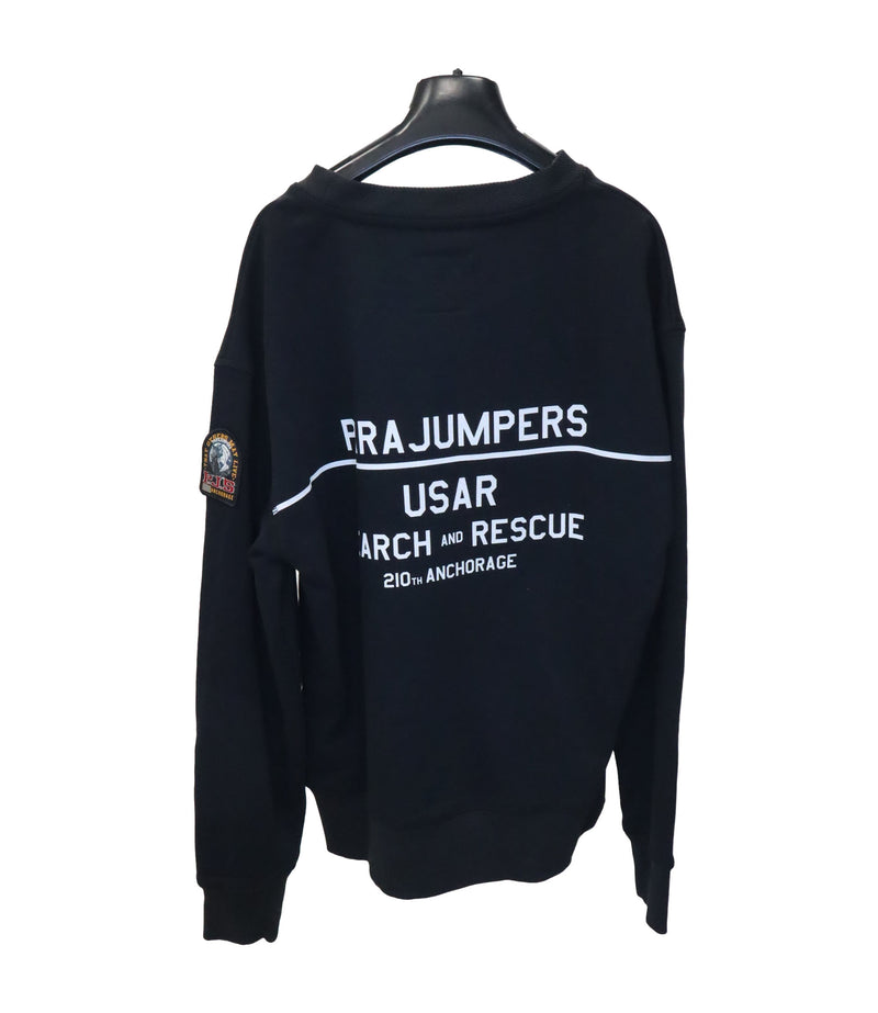 Schwarzes Parajumpers Sweatshirt mit Brustprint „Search and Rescue“ und Logo-Patch, Größe S