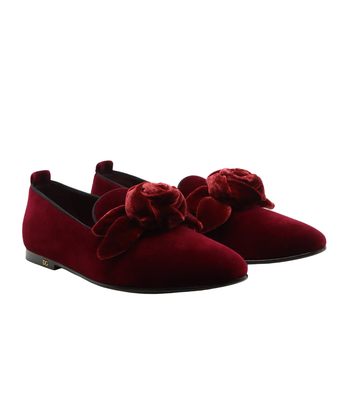 Dolce & Gabbana Herren-Loafer aus bordeauxrotem Samt mit Schleife Größe 44