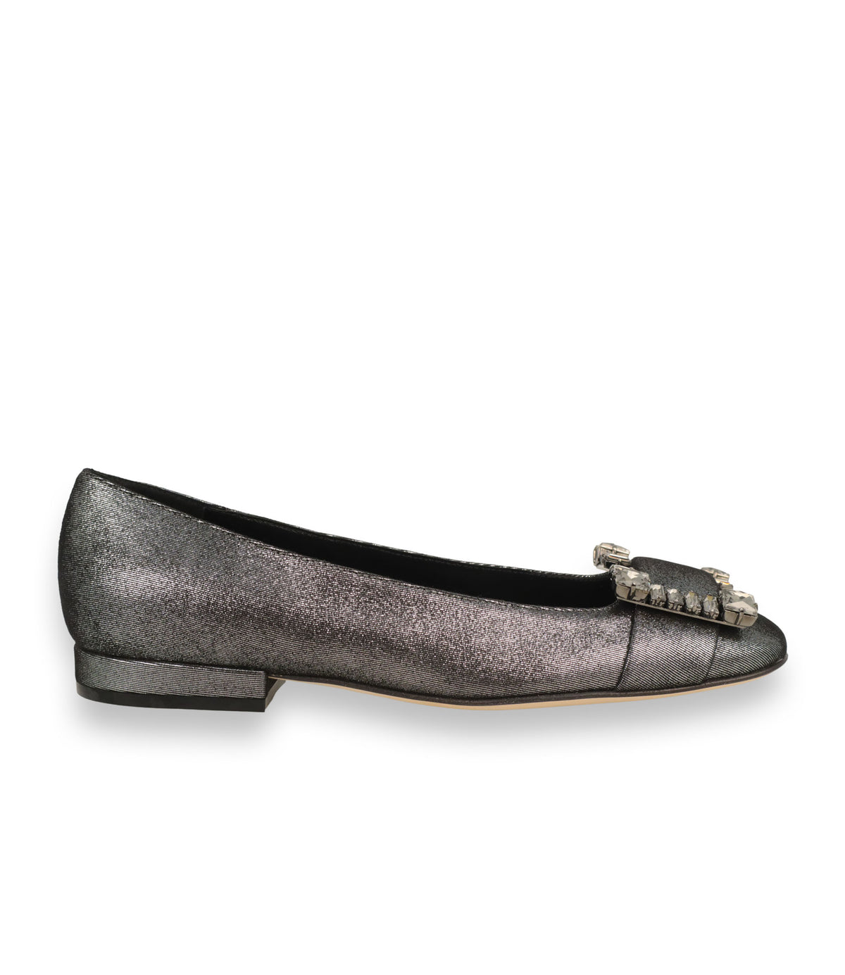 Sergio Rossi Ballerinas Größe 37 in Metallic Anthrazit mit Schmuckapplikation