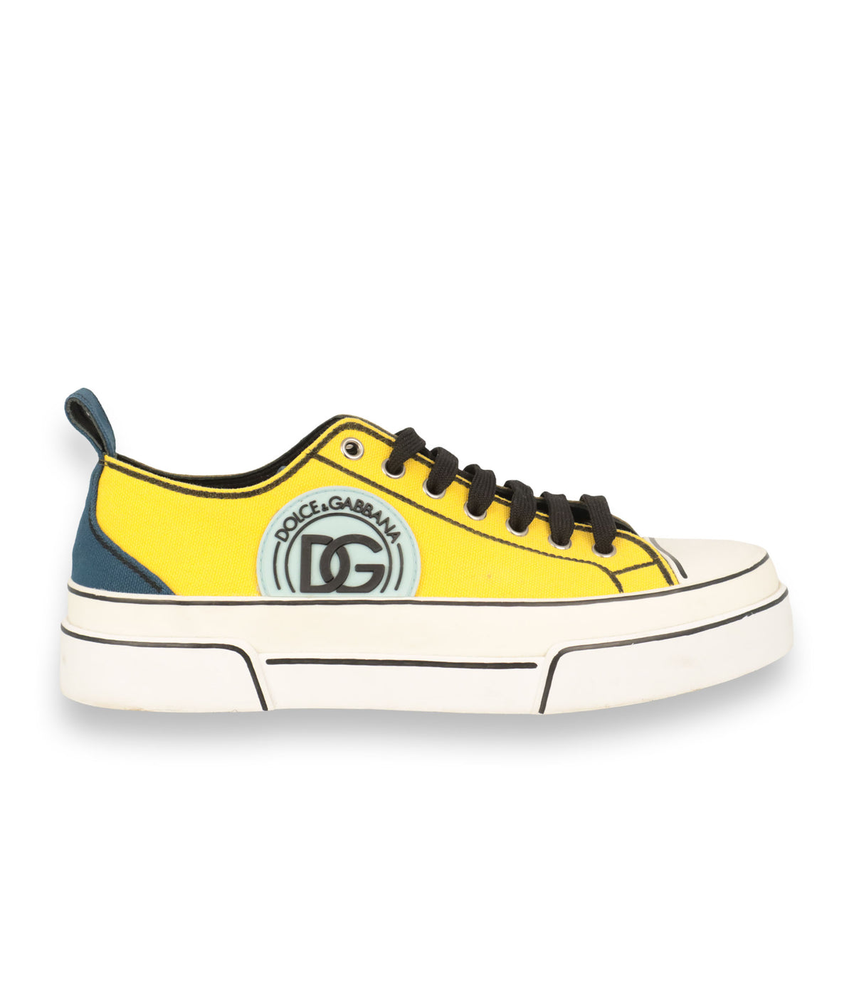Dolce & Gabbana Sneaker Größe 41 in Gelb Blau mit Plateau-Sohle und DG Logo