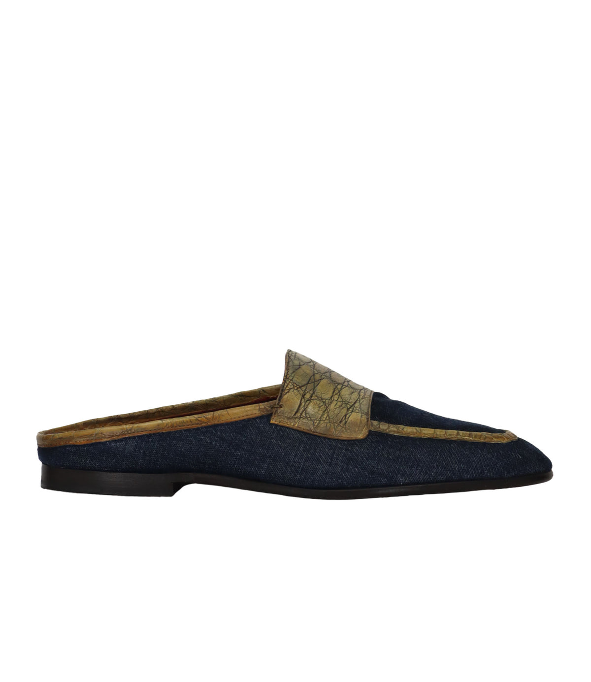 Dolce & Gabbana Loafer Mule aus Denim und Leder dunkelblau Herren Größe 44 Luxus Designer Schuhe