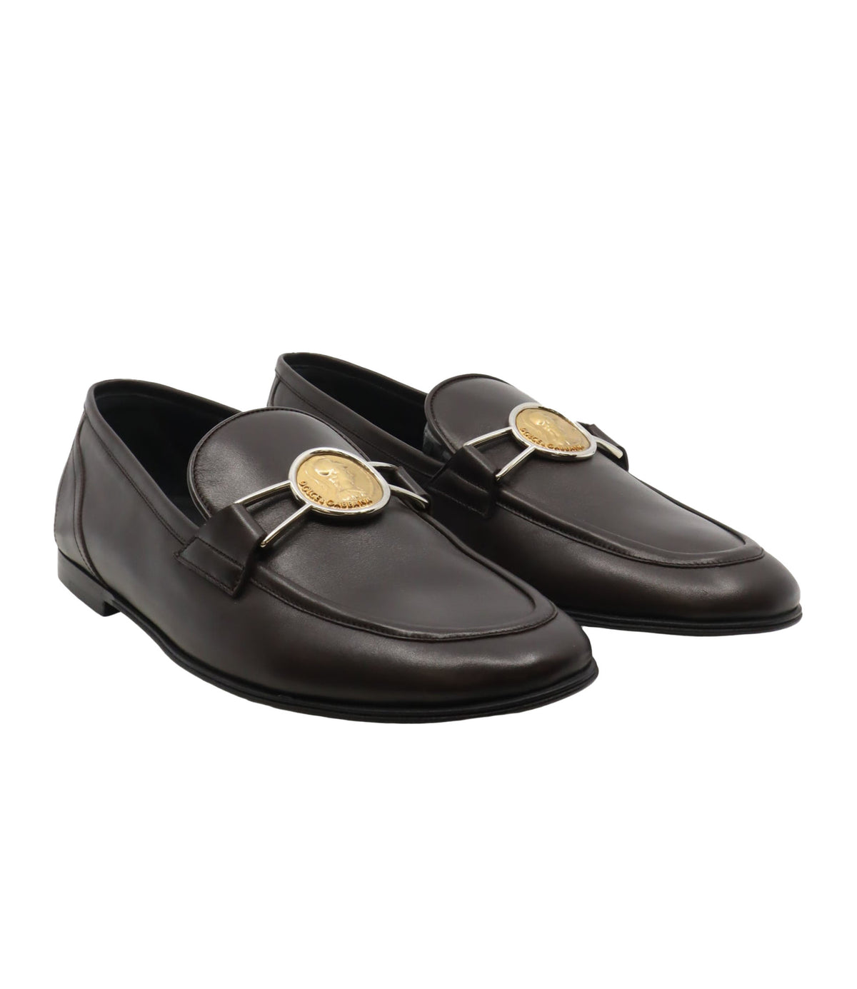 Dolce & Gabbana Herren-Loafer aus dunkelbraunem Leder mit Schnalle Größe 44