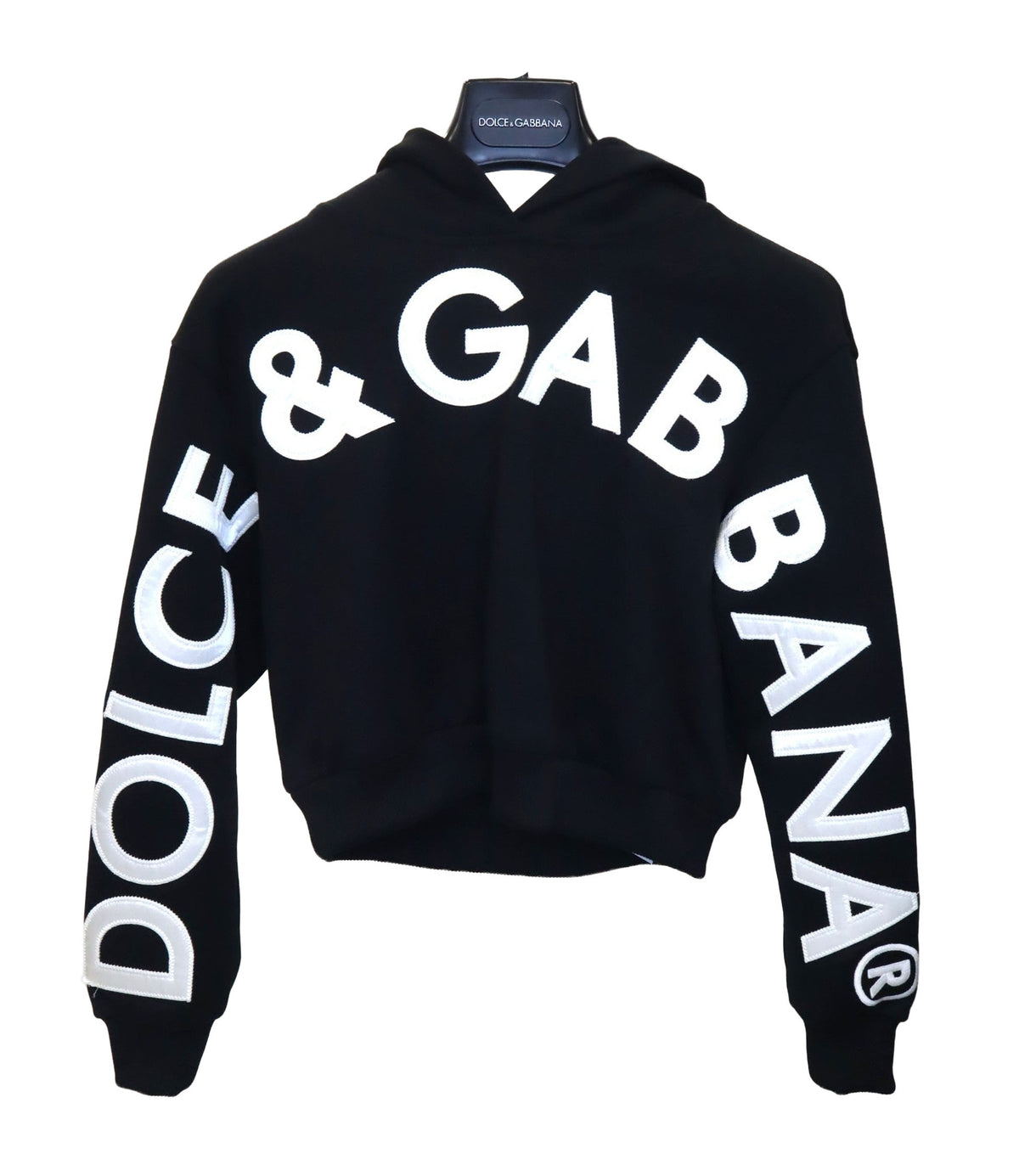 Dolce & Gabbana Damen Hoodie schwarz mit weißem Logo in Größe 6