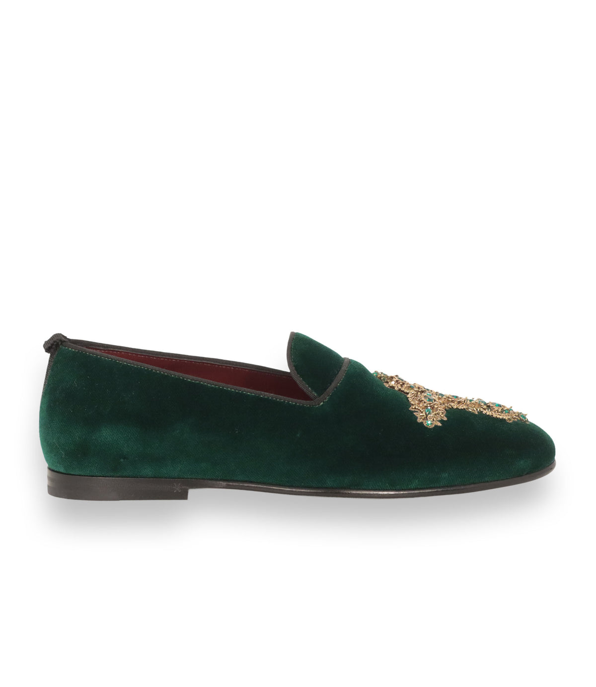 Dolce & Gabbana Loafer grün Samt goldene Verzierung Größe 40