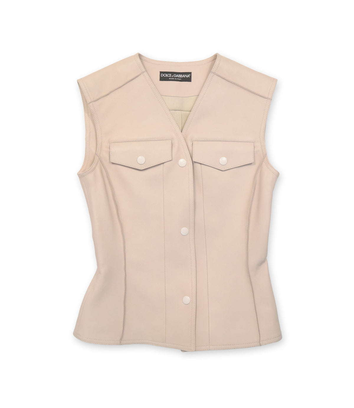 Dolce & Gabbana Lederweste Beige Größe 40 Damen Luxus Sale