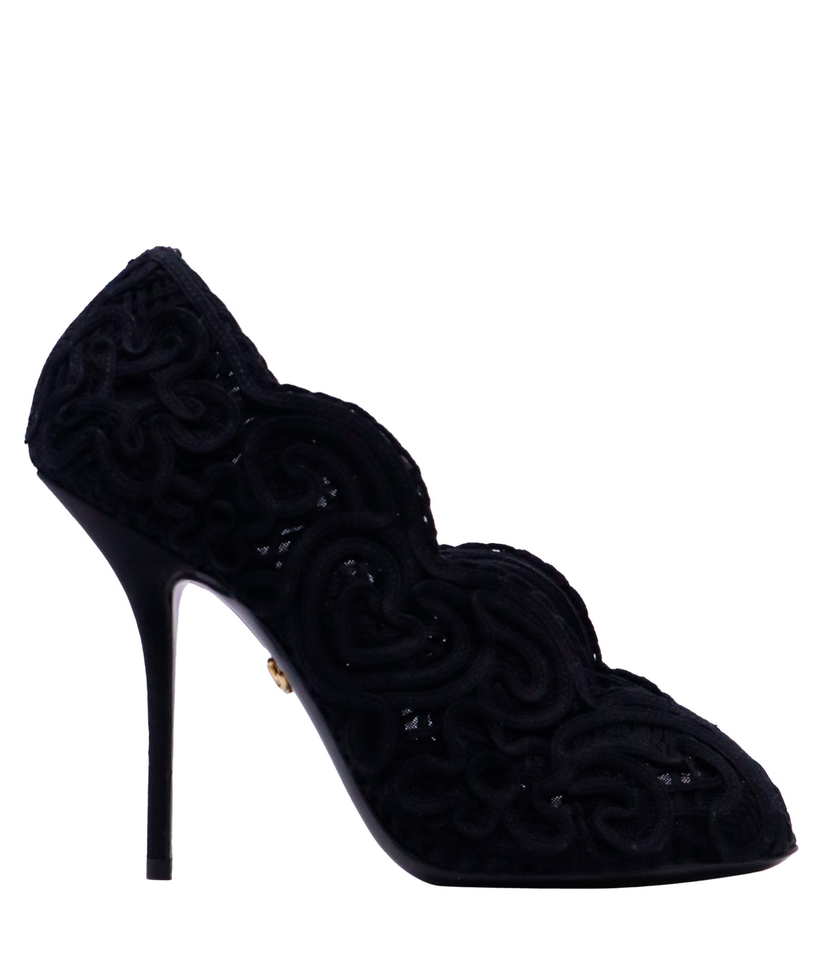 Dolce & Gabbana High Heels Größe 36 in Schwarz mit Ornamentstickerei und Stiletto-Absatz